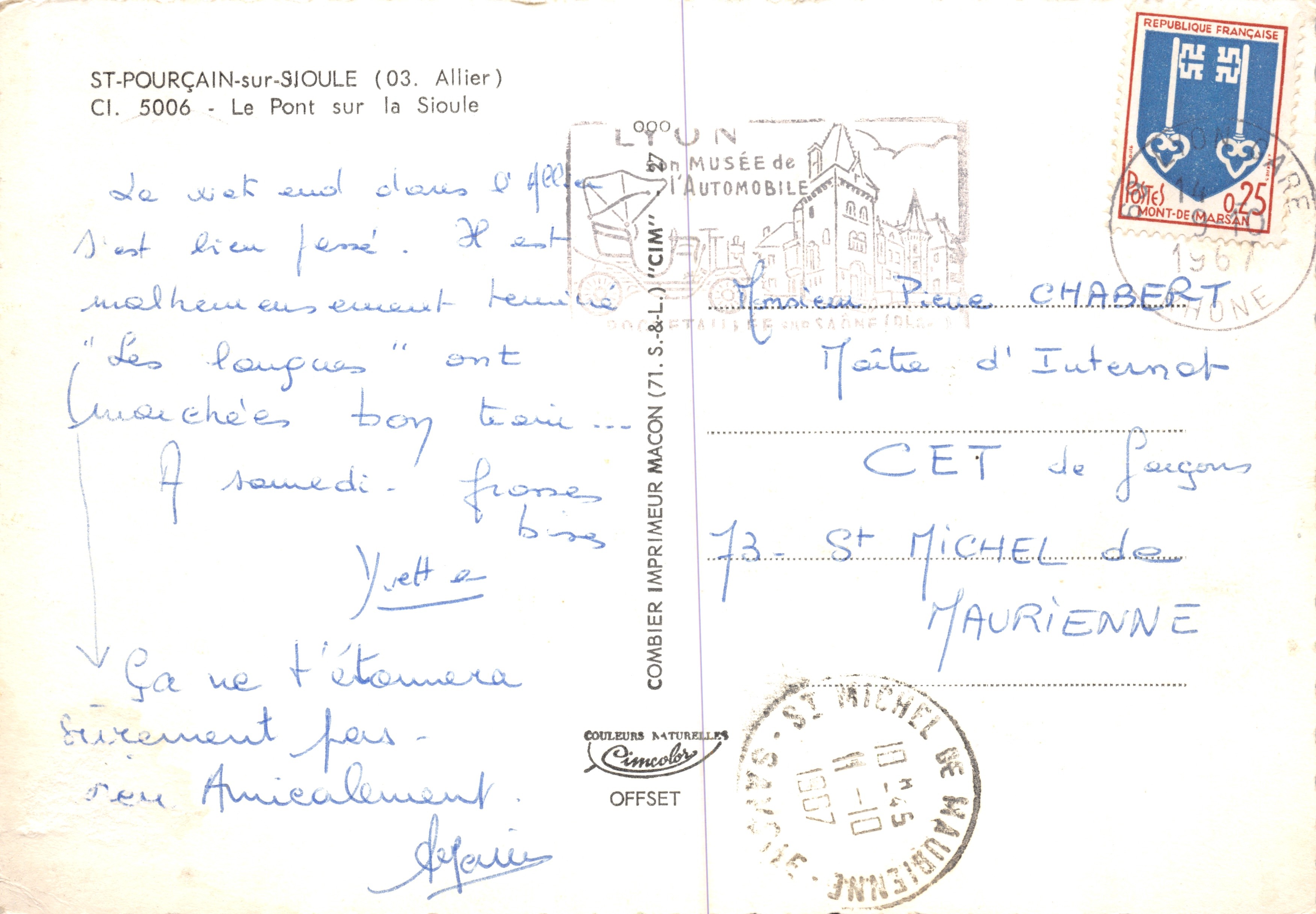 St-Pourçain-sur-Sioule — Il ponte sulla Sioule — Editore CIM — Verso