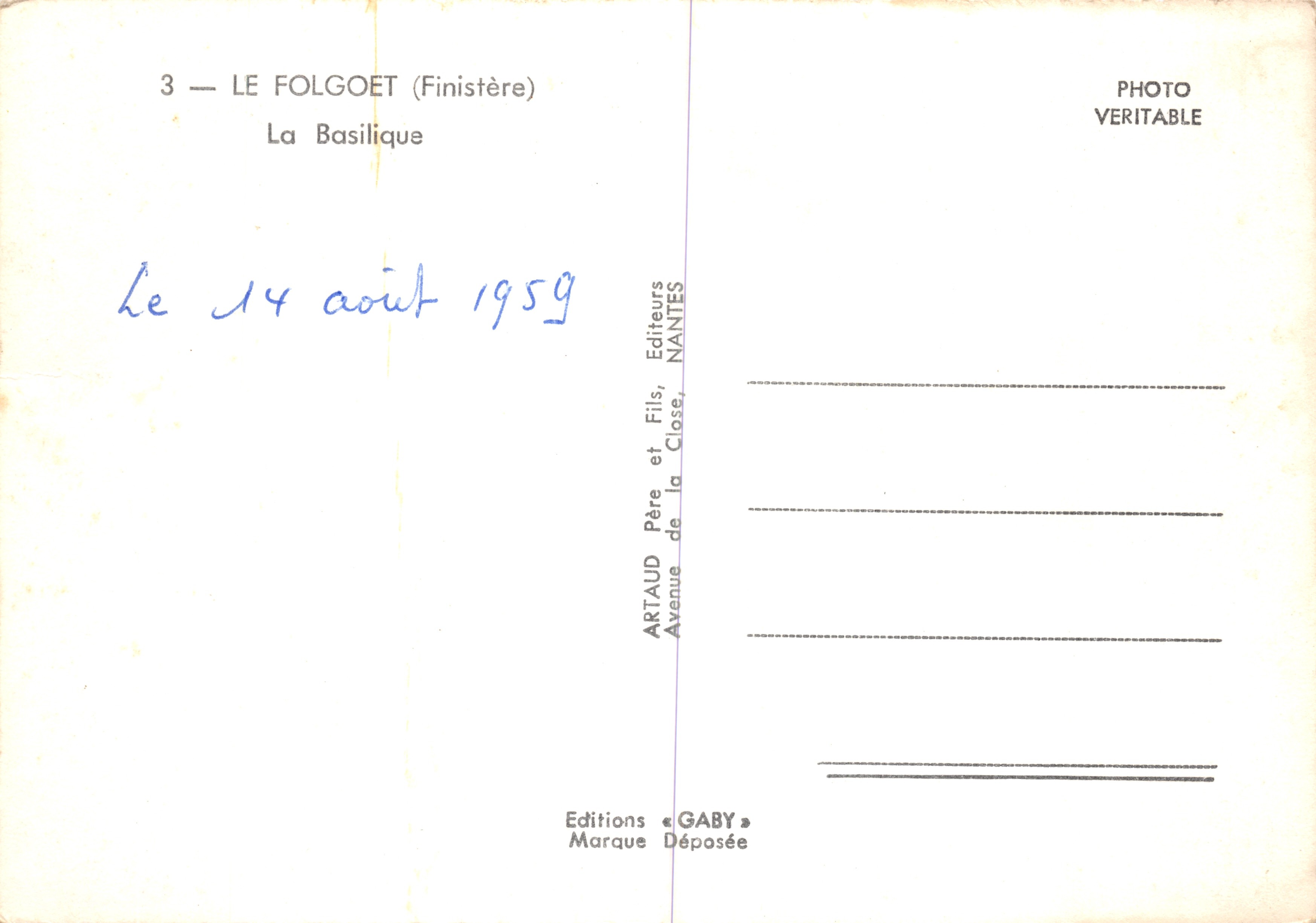Le Folgoët — Die Basilika — Verlag GABY — Rückseite