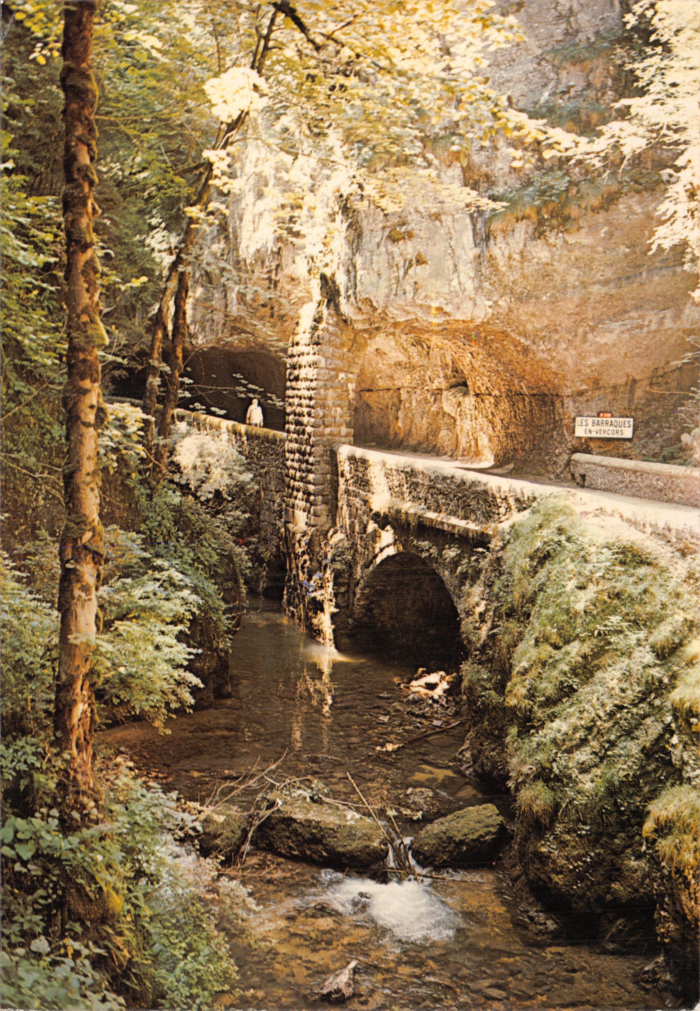 Les Barraques en Vercors — Steinbrücke über einen Bach im Wald — Éditions A. La Picirella