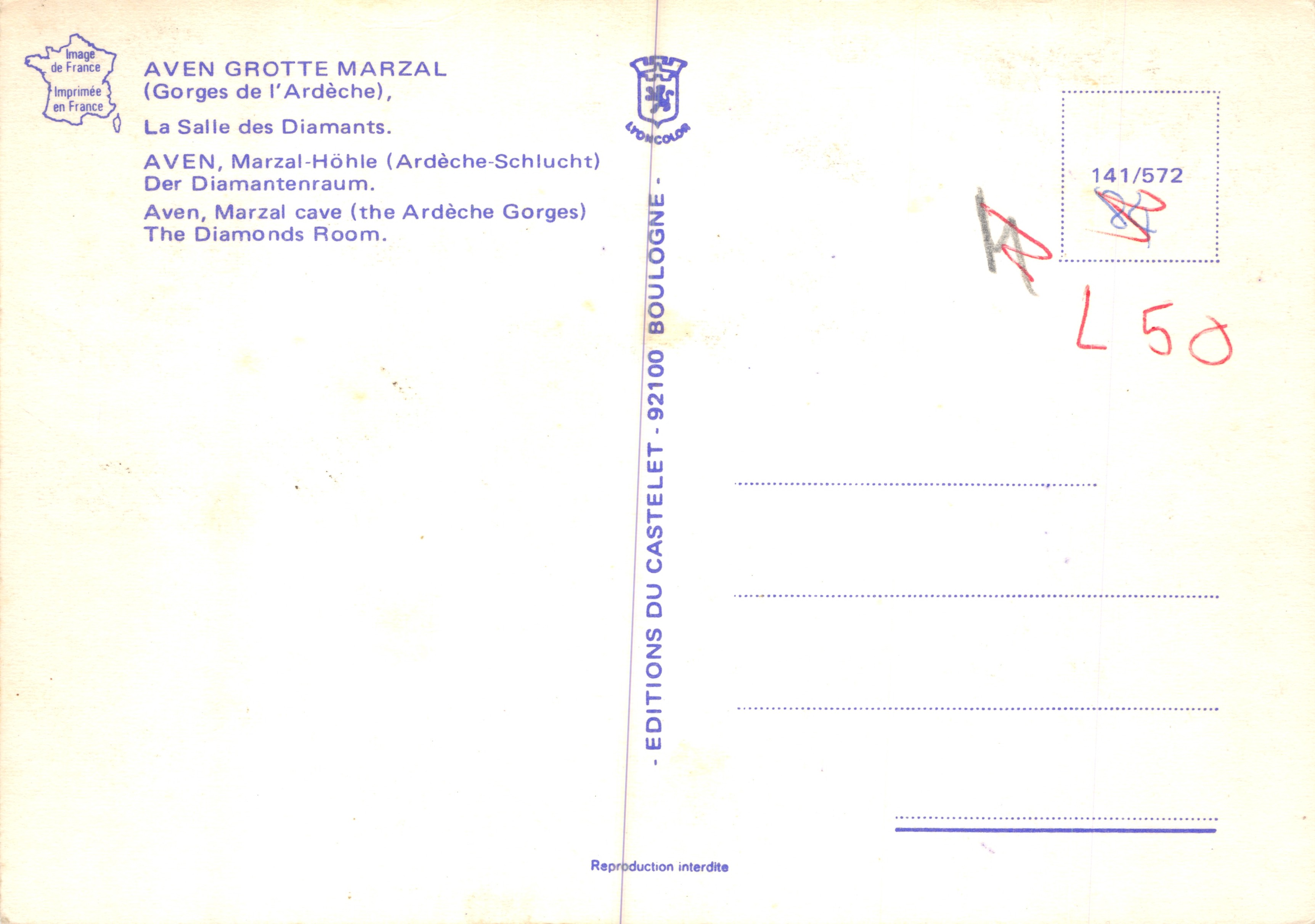Aven Grotte Marzal — La Salle des Diamants — Éditions du Castelet — Achterkant