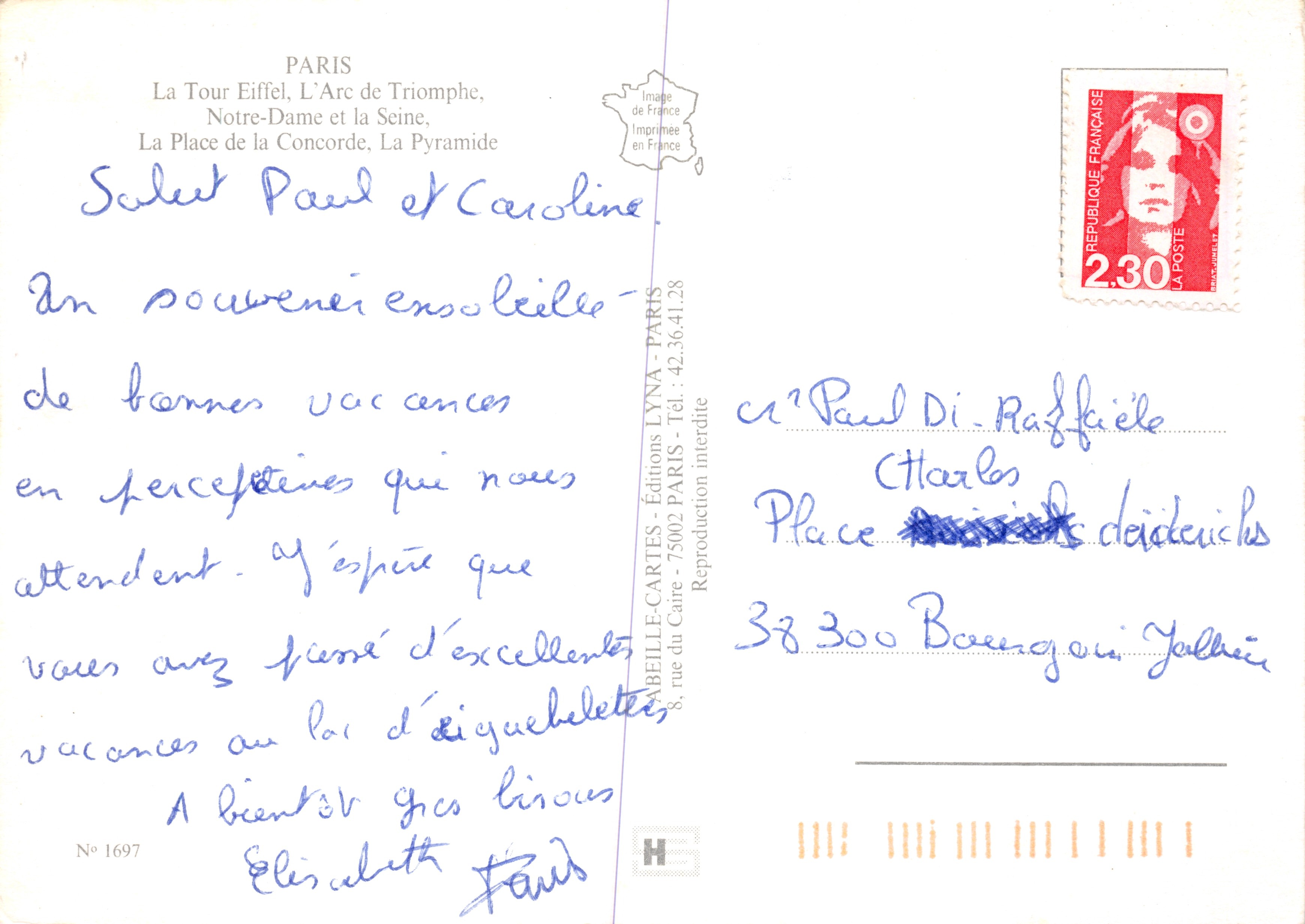 Paris — Souvenir de Paris — Éditions LYNÁ PARIS — Verso