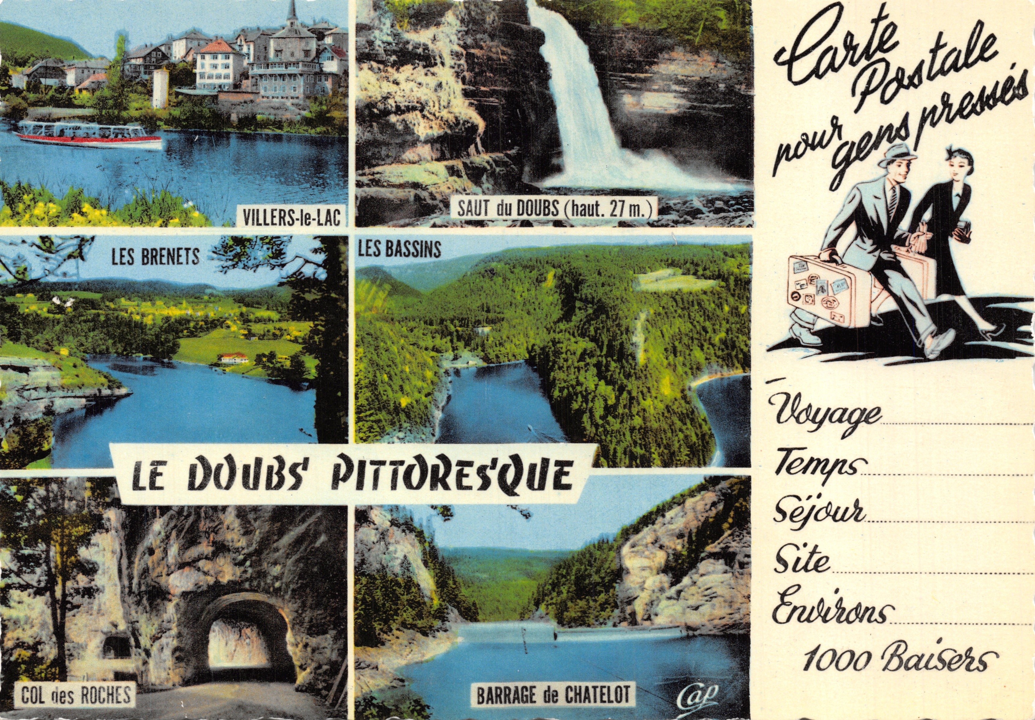 Villers-le-Lac — De Bassins, Saut du Doubs, Col des Roches, Barrage de Chatelot — Cie des Arts Photomécániques, nr. 1773