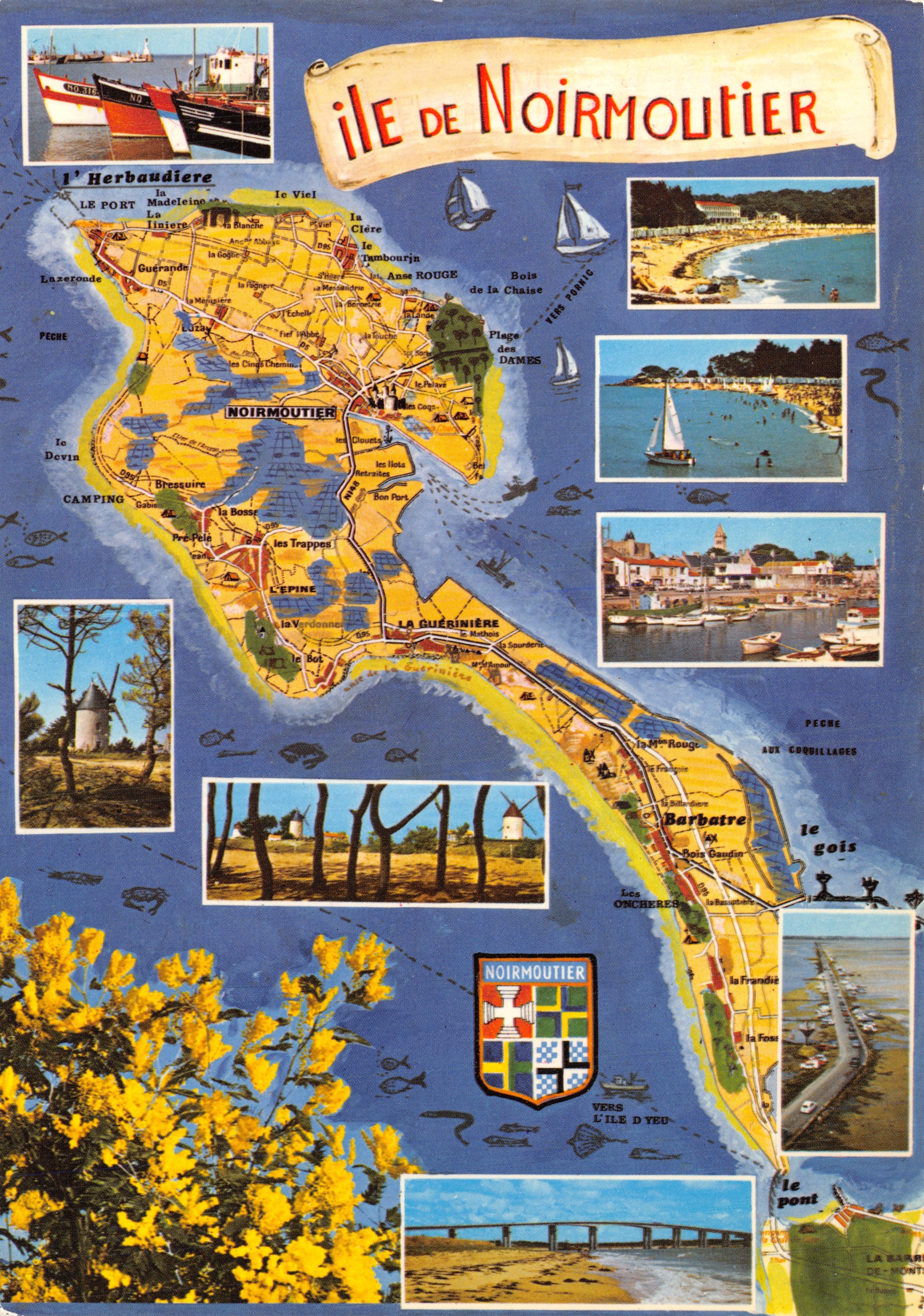 Isola di Noirmoutier — cartolina turistica con vista panoramica e foto di luoghi — Edizione de l'Estacade - 85