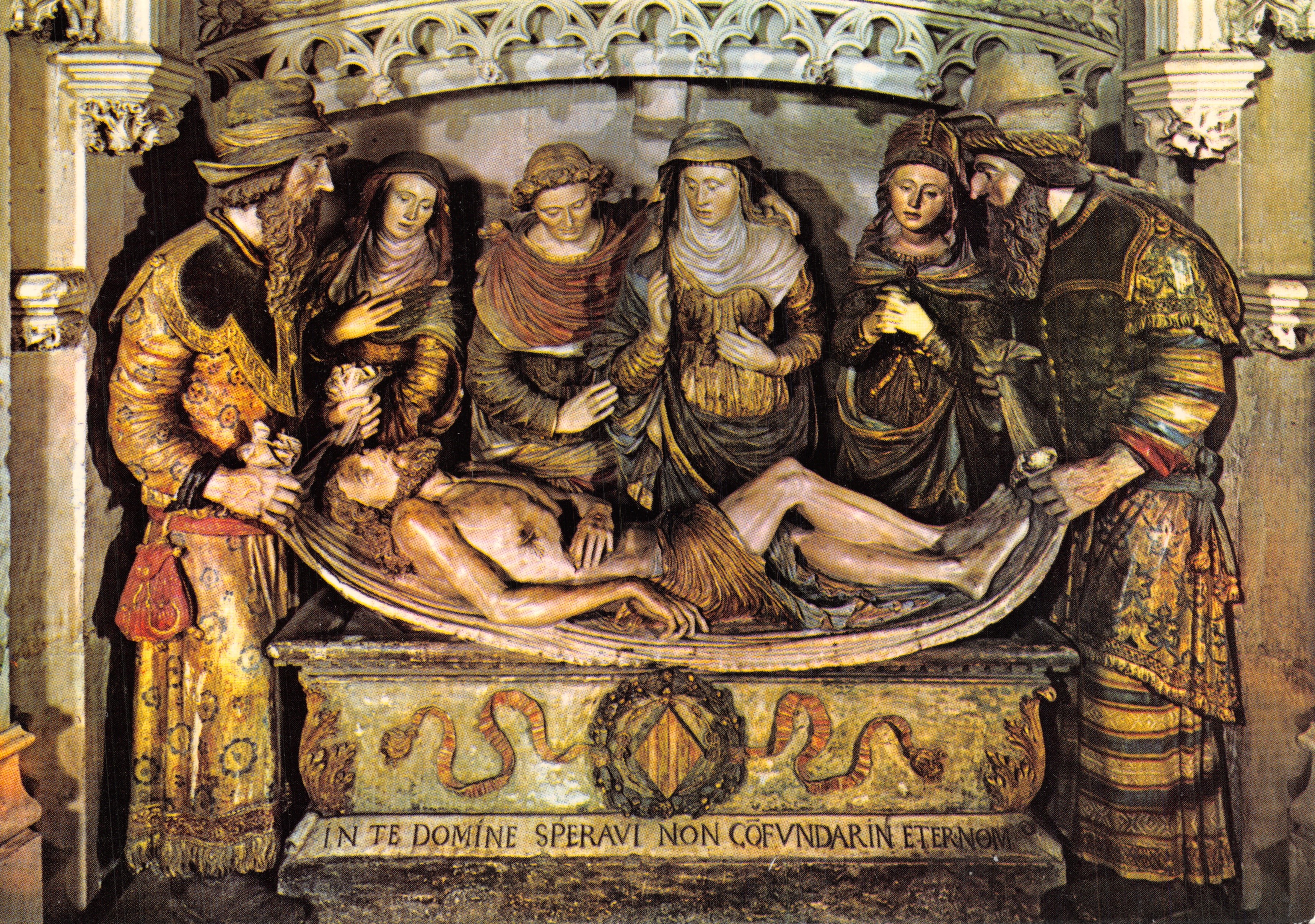 Poitiers — Notre-Dame-la-Grande — Deposizione nel sepolcro (pietra policroma, XVII secolo) — Edizioni Maincy