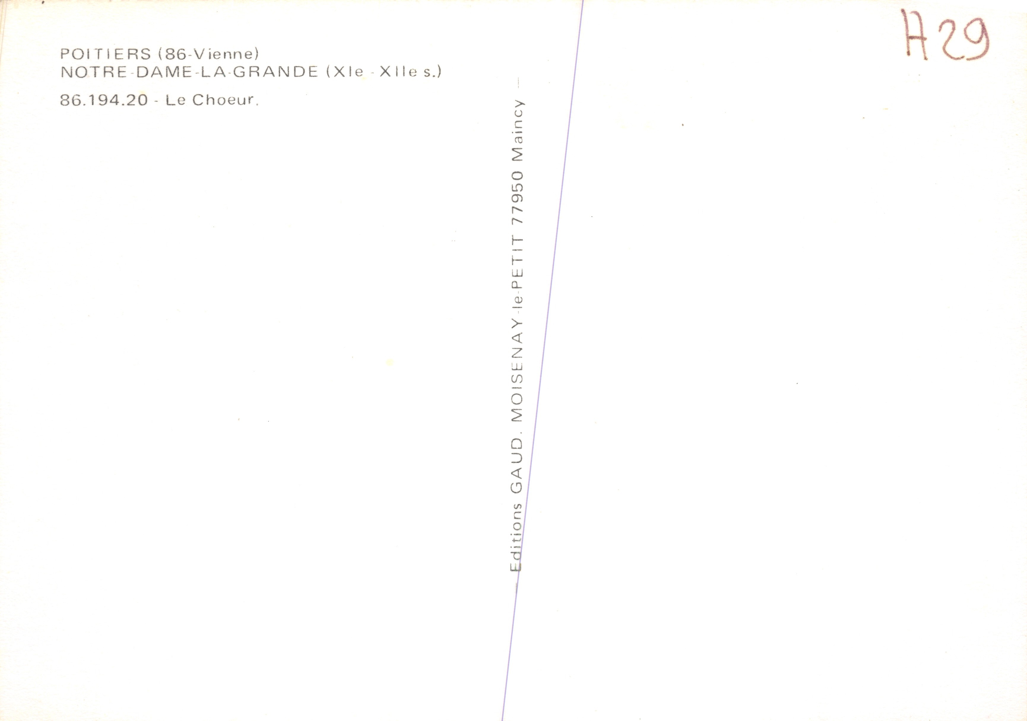 Notre-Dame-la-Grande — il coro — editore Editions GAUD MOISENAY, Maincy — Verso