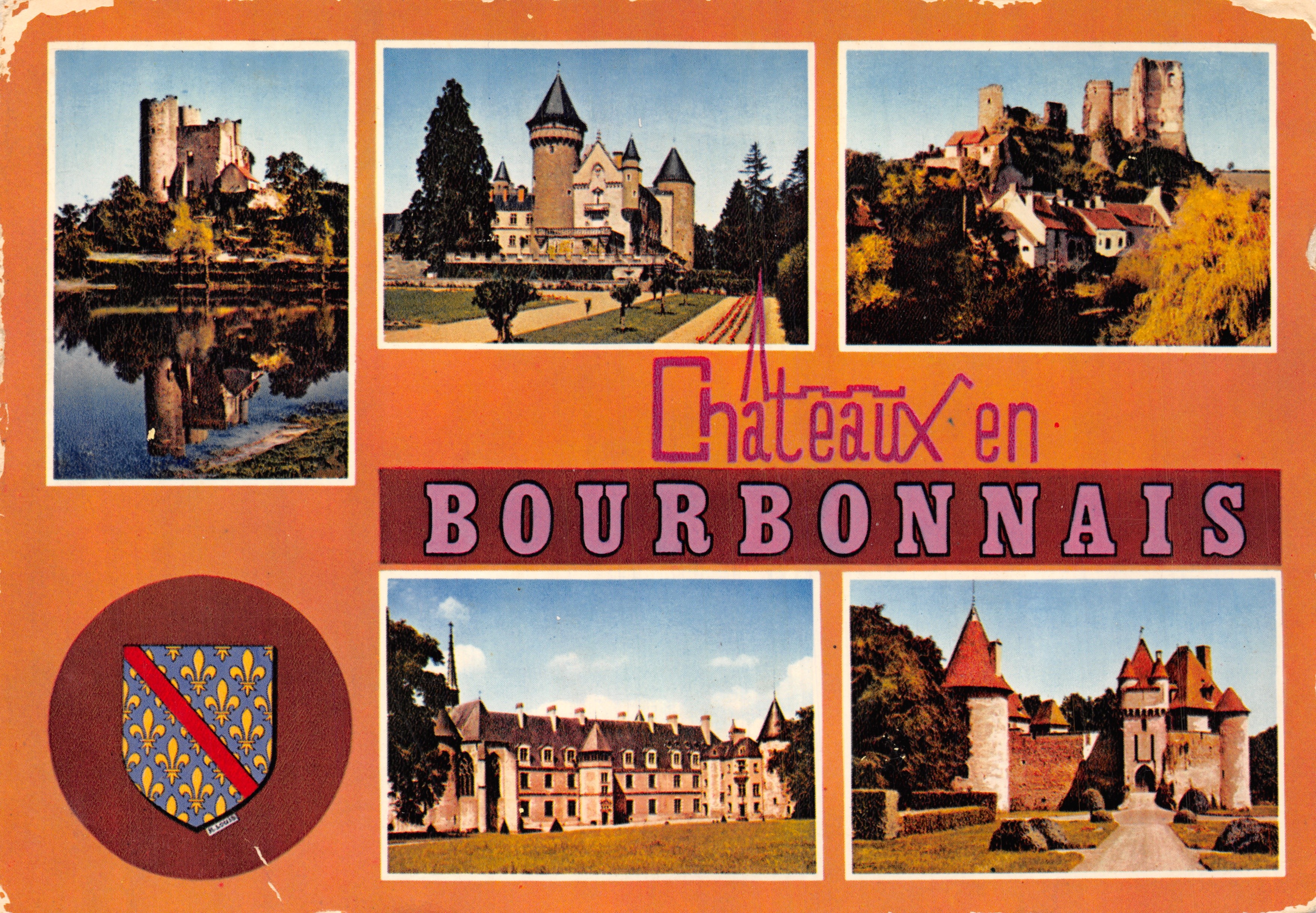 Châteaux en Bourbonnais — Collection de cinq châteaux et blason héraldique — Éditions 'La Gigoine'