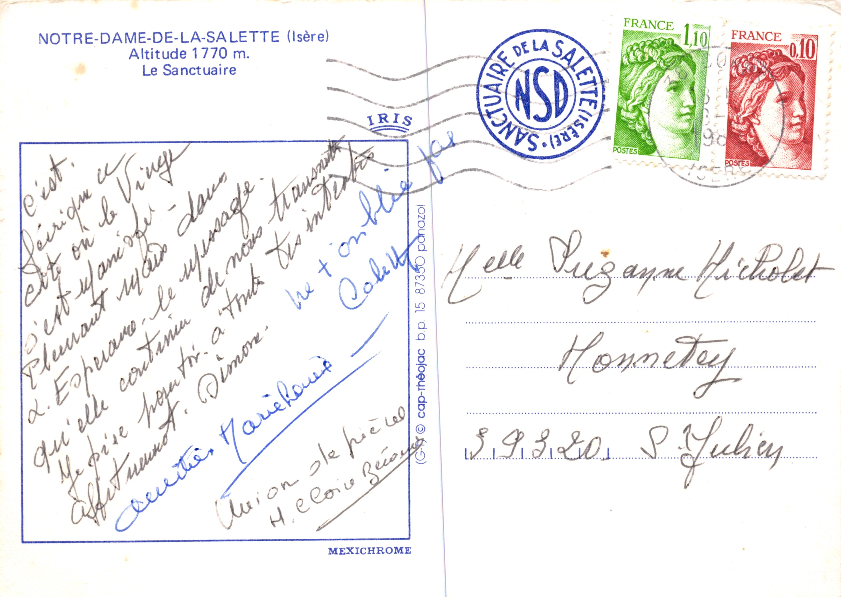 Notre-Dame-de-la-Salette — Santuario a 1770 m — editore IRIS — Verso