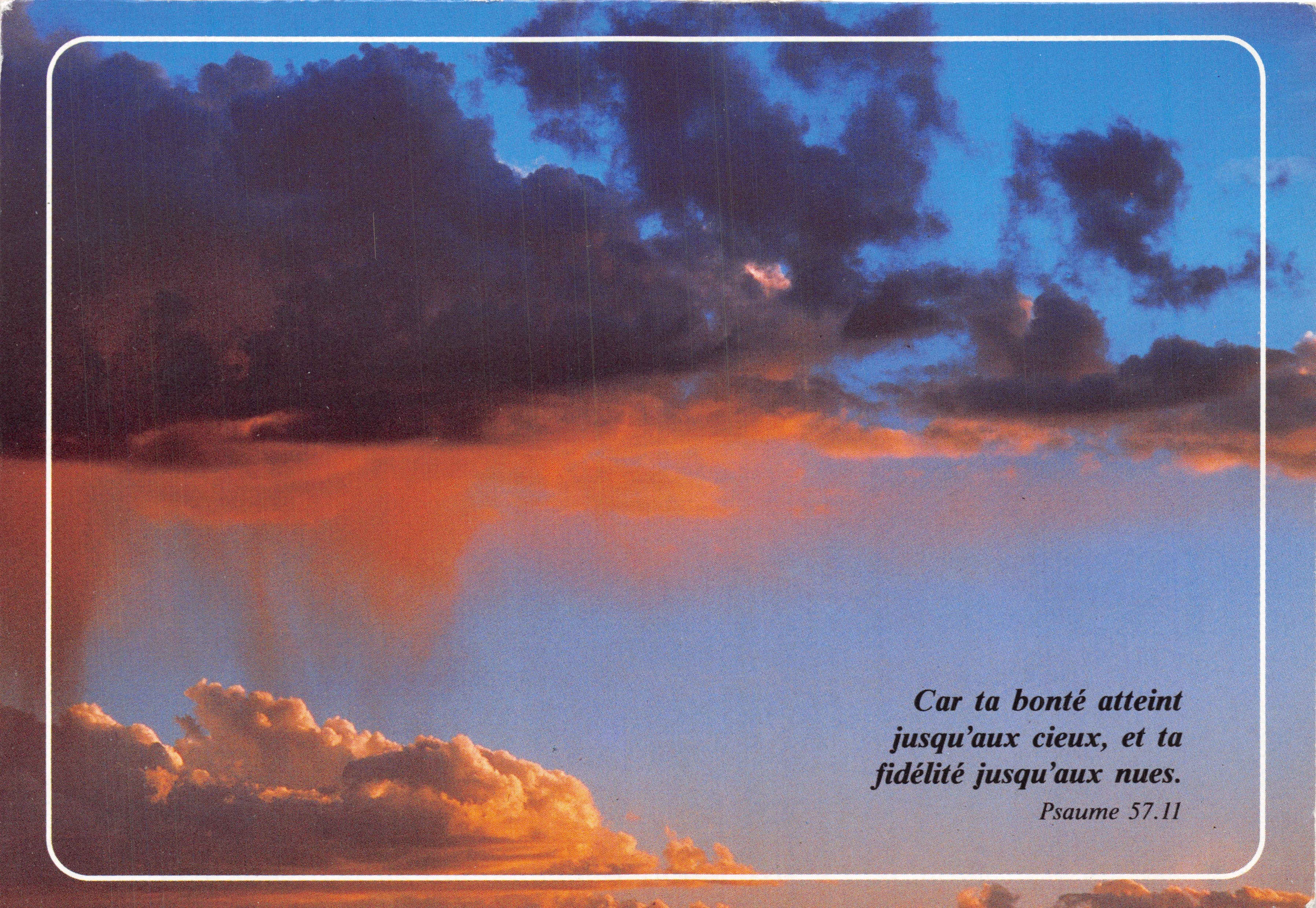 Cielo crepuscolare — nuvole colorate e testo biblico — editore SCANDINAVIA PUBLISHING HOUSE, foto n. 302-91