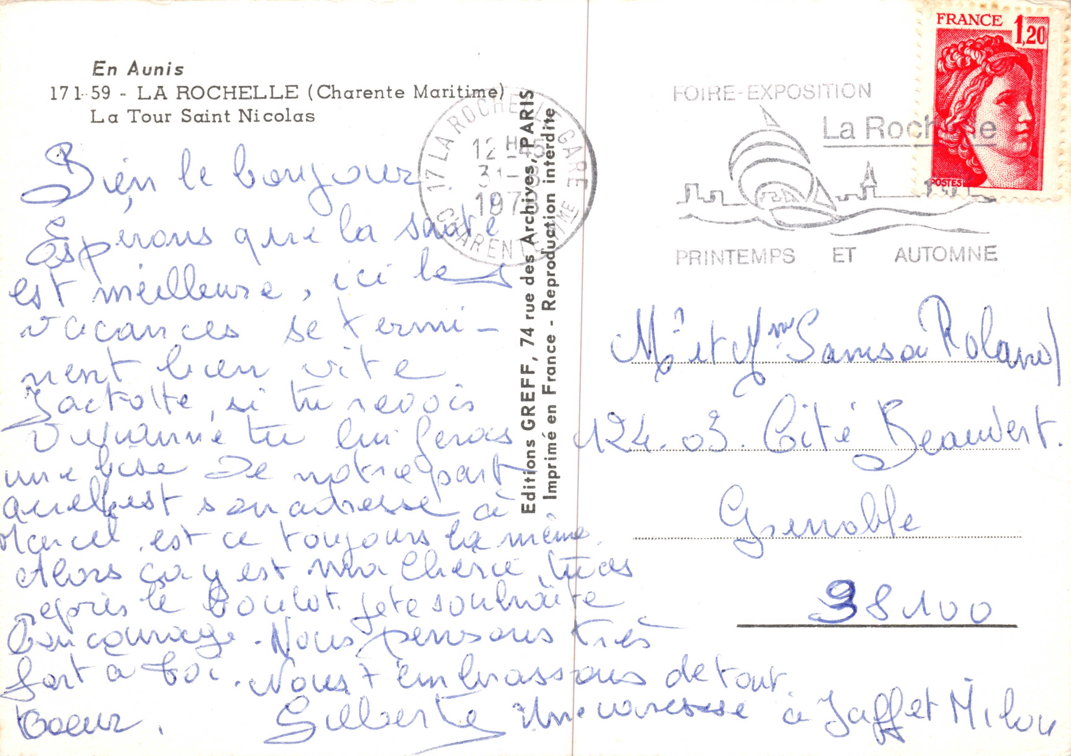 La Tour Saint-Nicolas — vista enmarcada por un anillo de hierro — editor Greff — Reverso