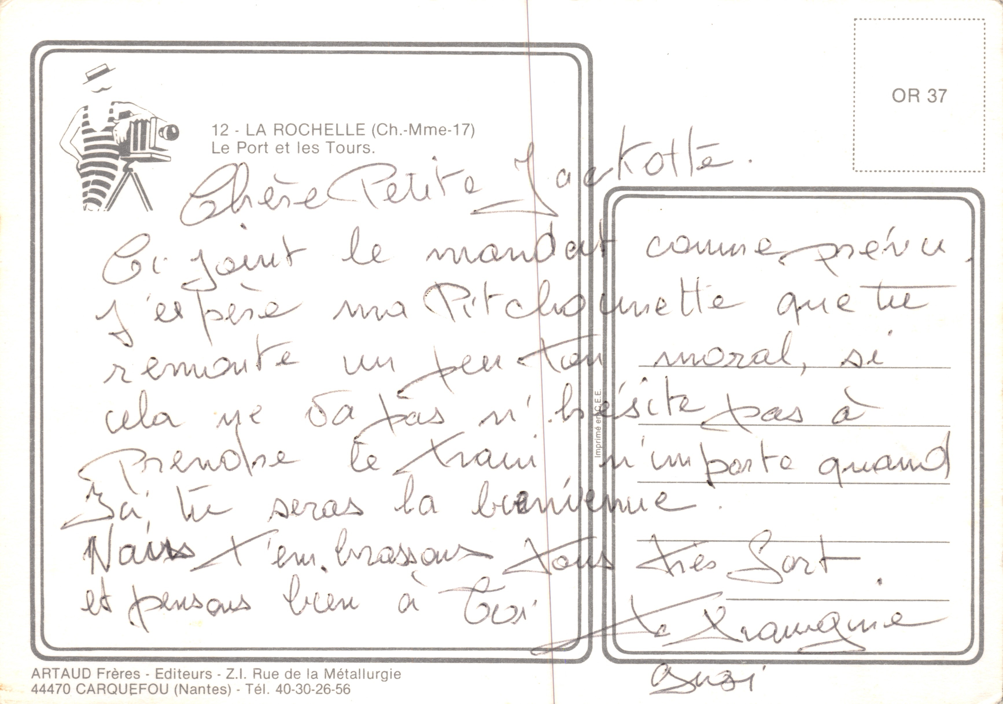 Il Porto e le Torri — La Rochelle — Editore ARTAUD Frères — Verso
