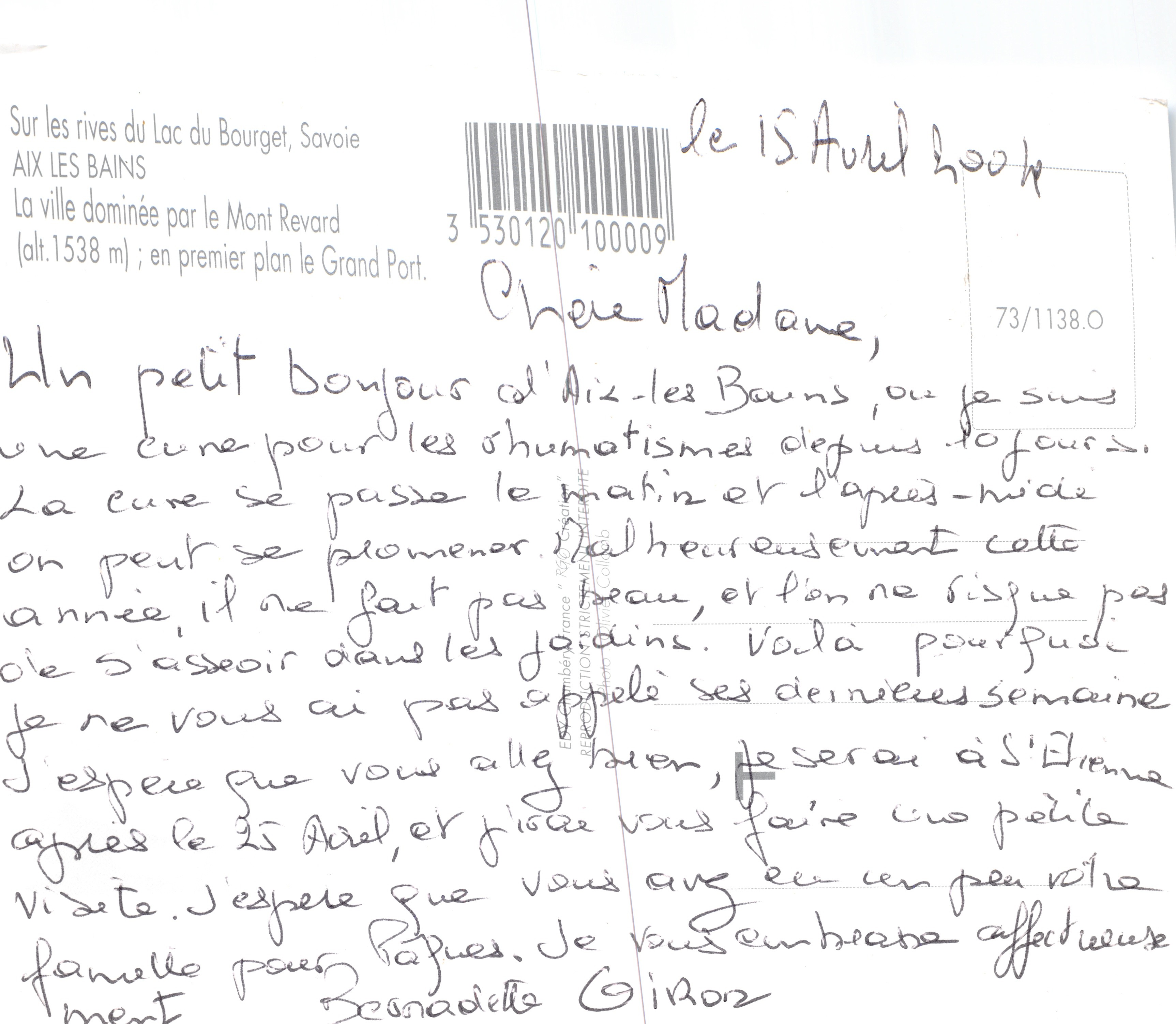 Aix-les-Bains — vista aerea con il Mont Revard — editore RGO — Verso