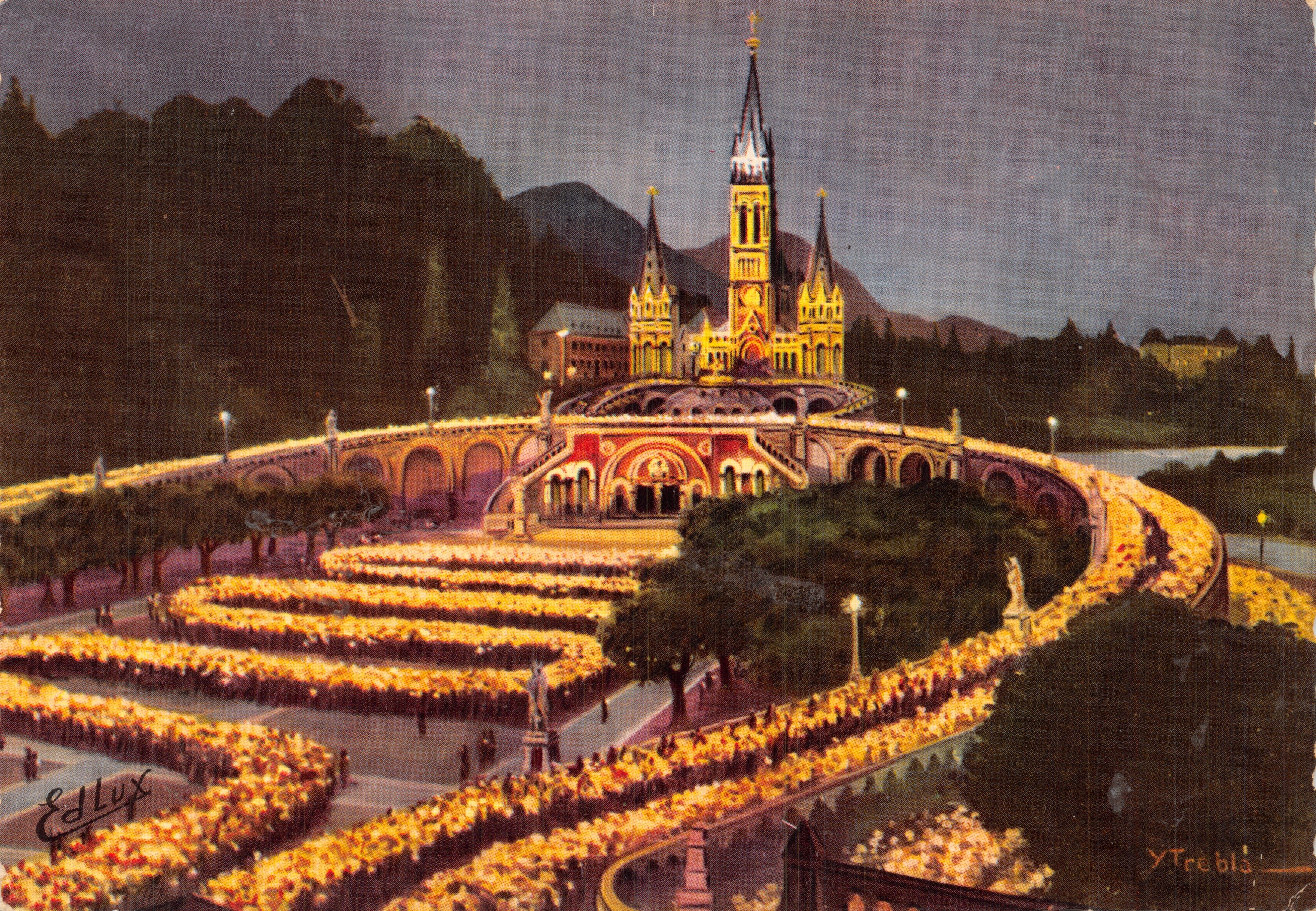Lourdes — Basilique illuminée et procession aux flambeaux — Édition Lourdes - Coulours Naturelles