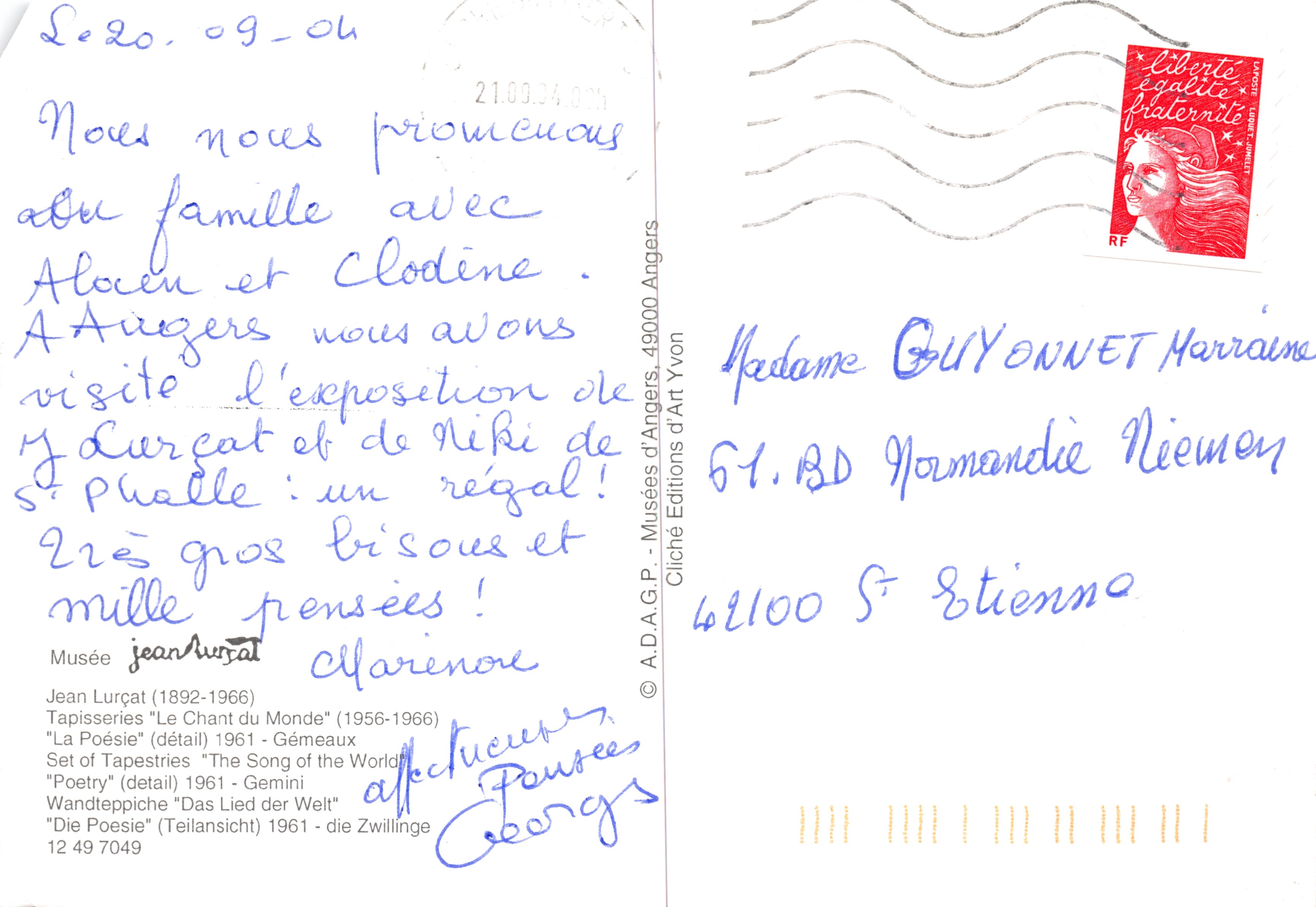 Tappeti "Le Chant du Monde" — dettaglio "Poésie" (1961) — Éditions d'Art Angers — Verso