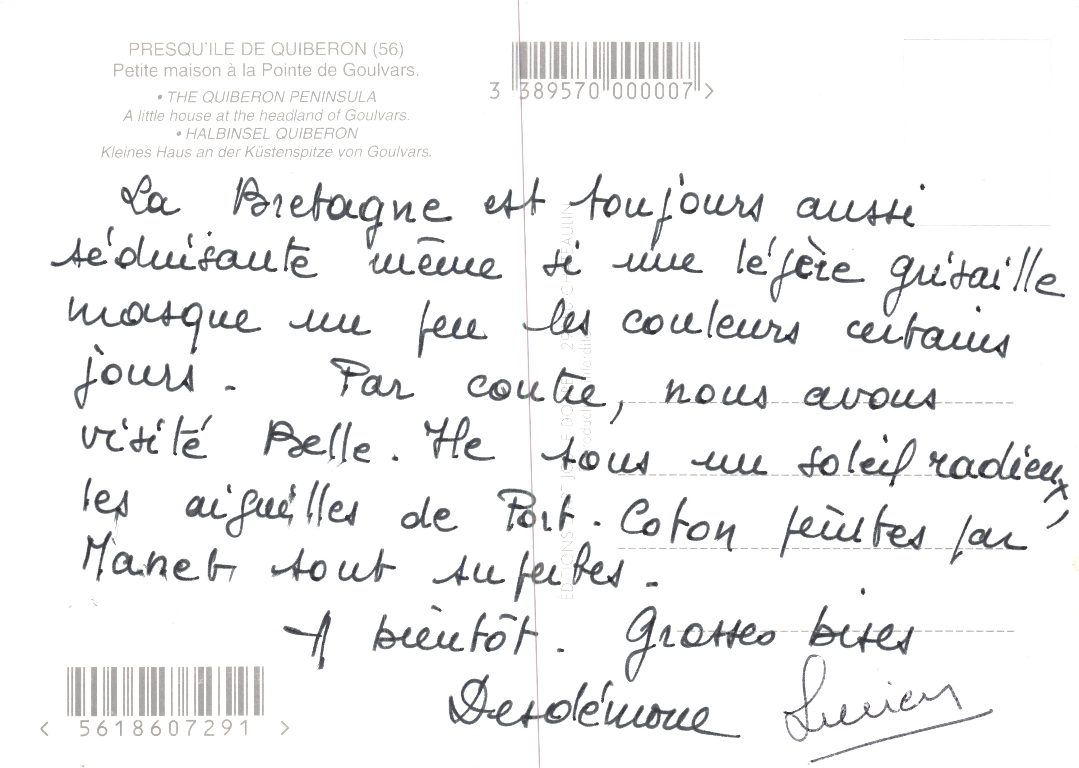 Presqu'île de Quiberon — casa bianca alla Pointe de Goulvars — Éditions du Docteur Audin — Verso
