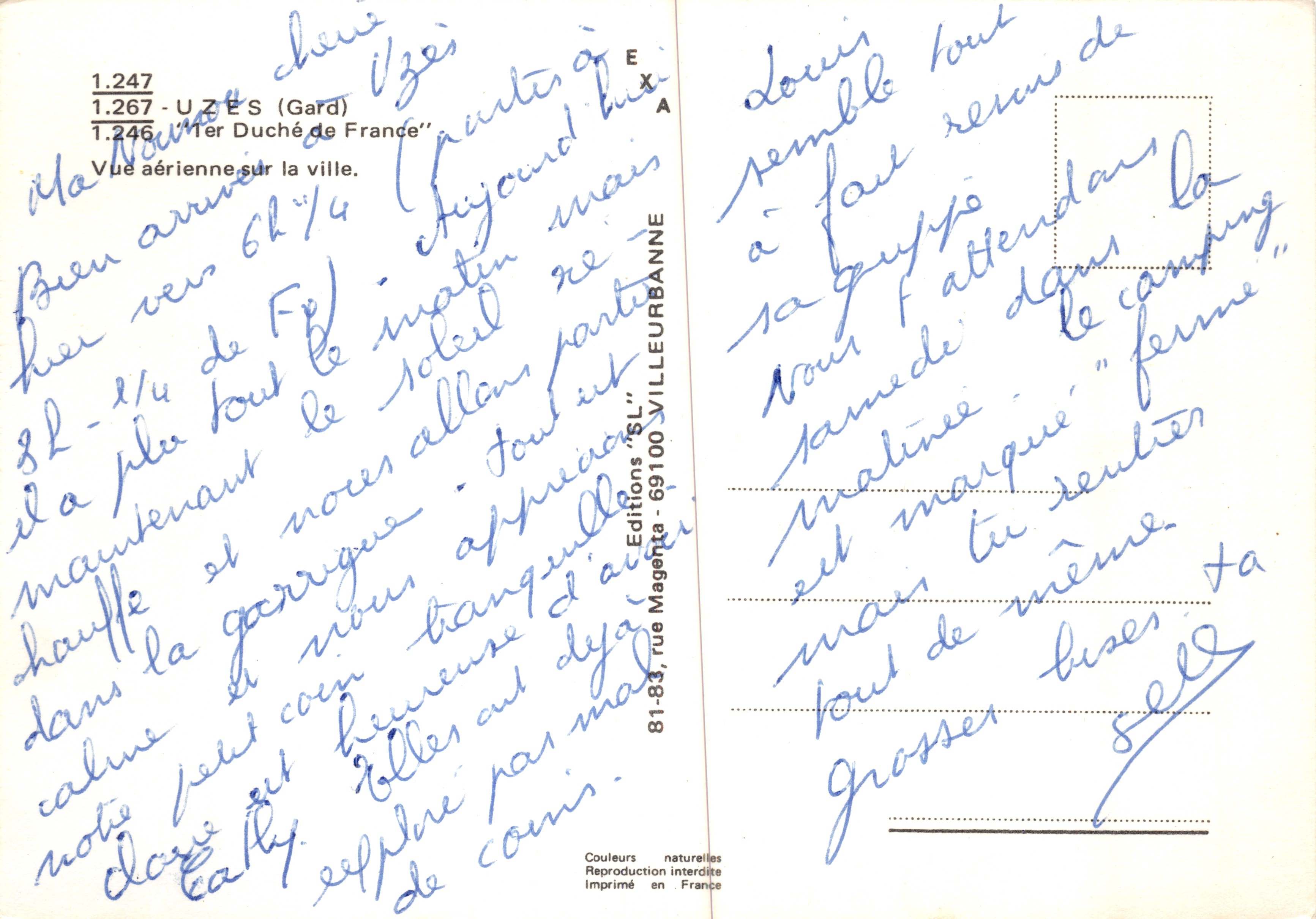 Uzès — Vista aerea della città — Editions 'SL' VILLEURBANNE — Verso