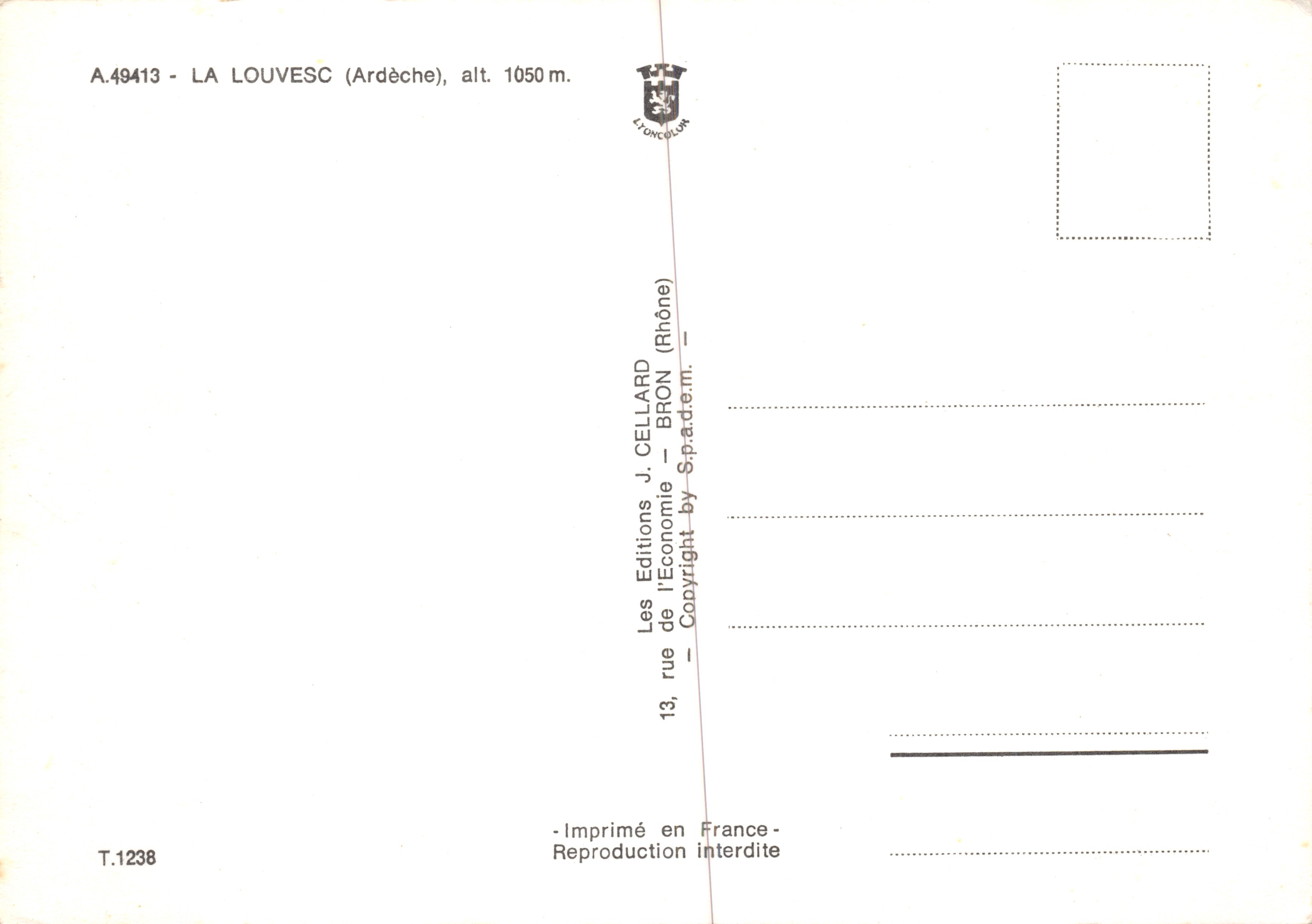 La Louvesc — luogo di pellegrinaggio rinomato, ideale per vacanze rilassanti — editore J. Cellard — Verso