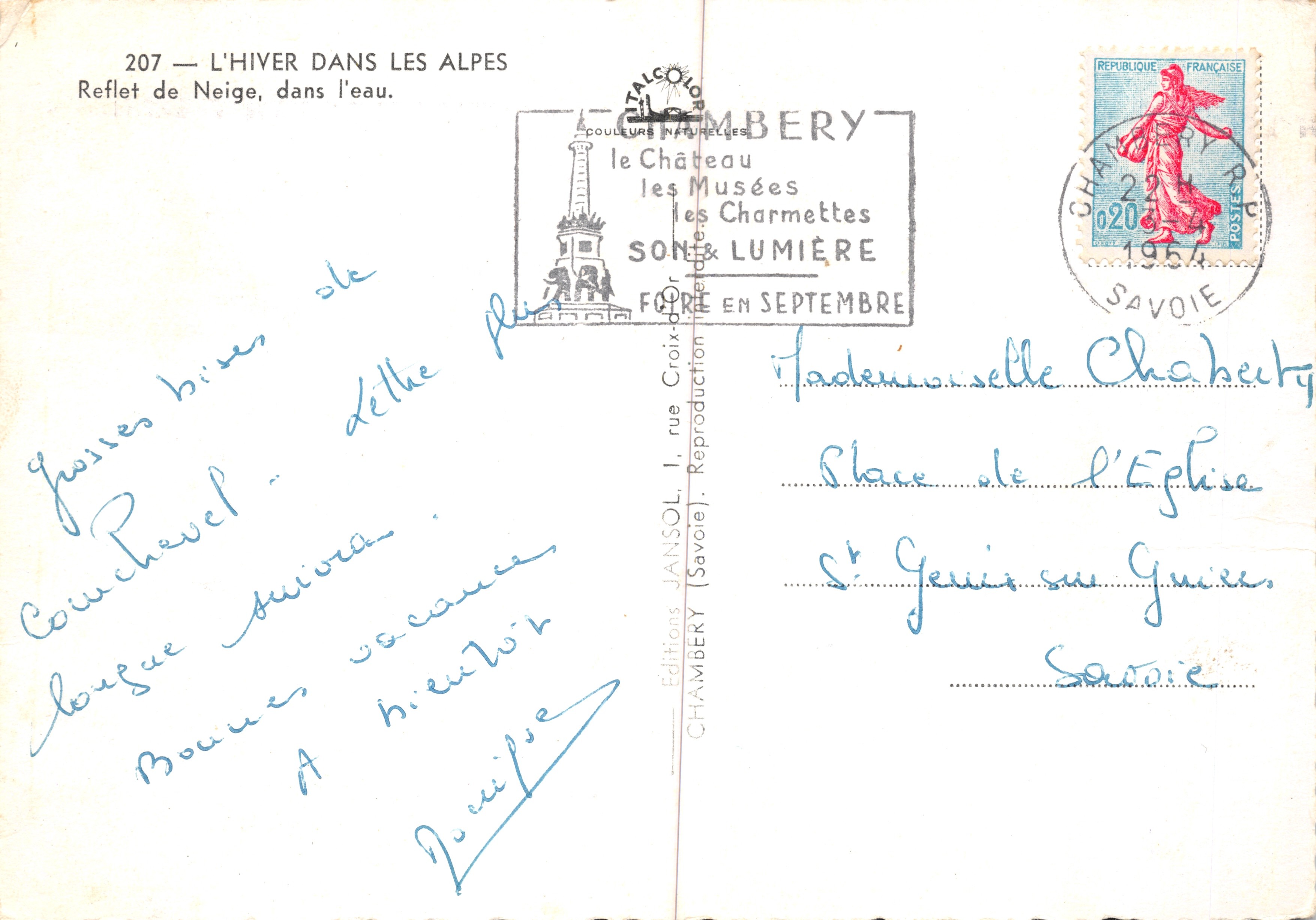 Reflet de Neige, dans l'eau — L'Hiver dans les Alpes, n°207, Éditions CHAMBERY — Achterkant