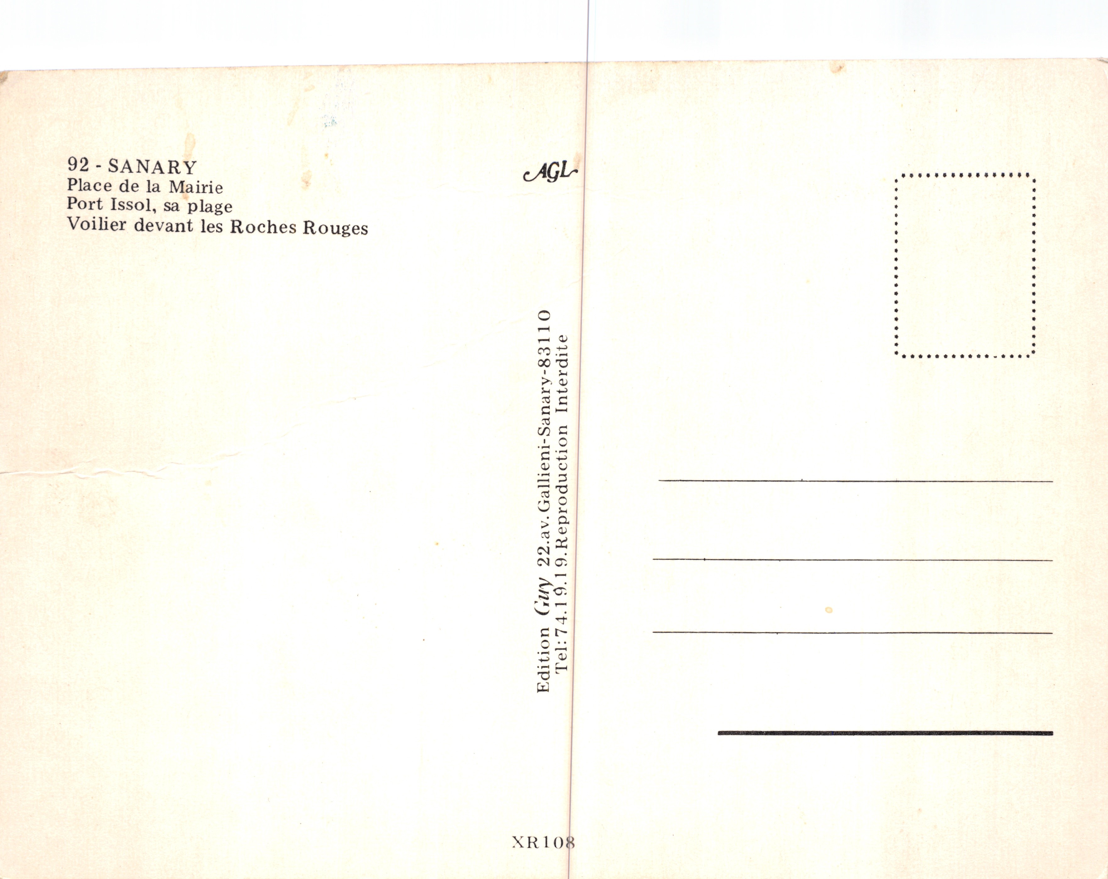 Sanary — view of the town, the port and the beach — Edition AGL — Back