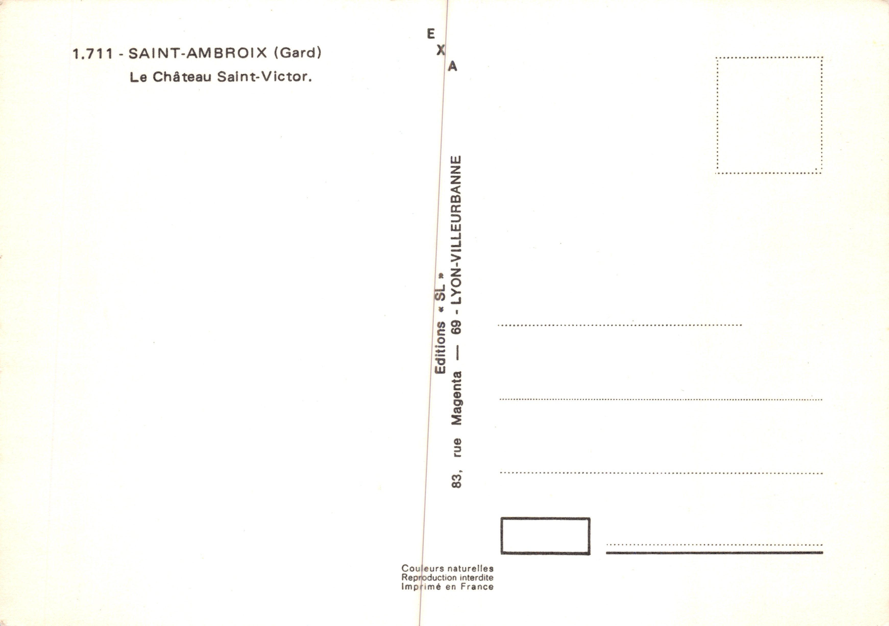 Château Saint-Victor — Saint-Ambroix (Gard) — Éditions « SL » Lyon-Villeurbanne — Achterkant