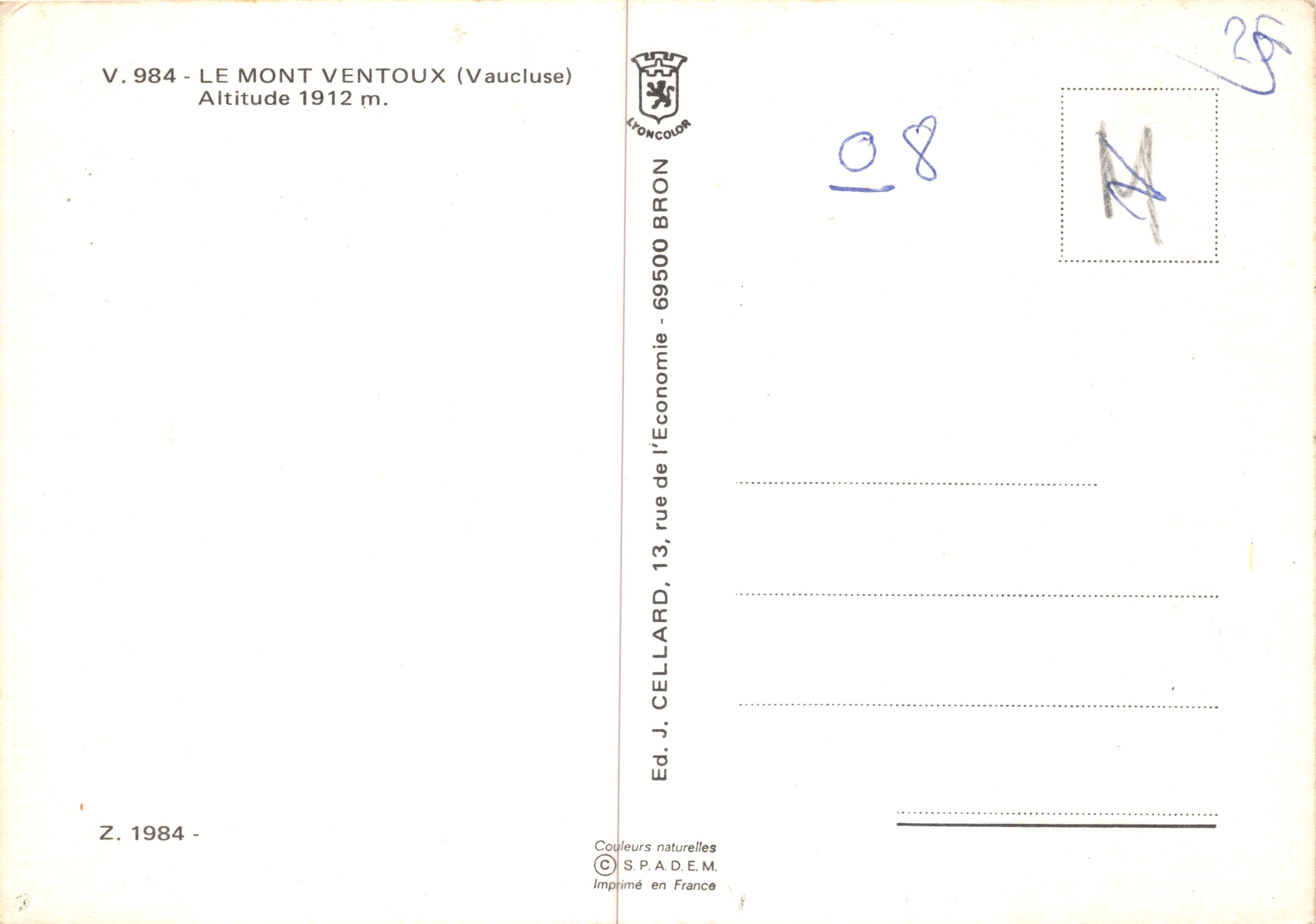 El Mont Ventoux — gigante de Provenza — editor Ed. J. CELLARD, 13, rue de l’Économie, Bron — Reverso