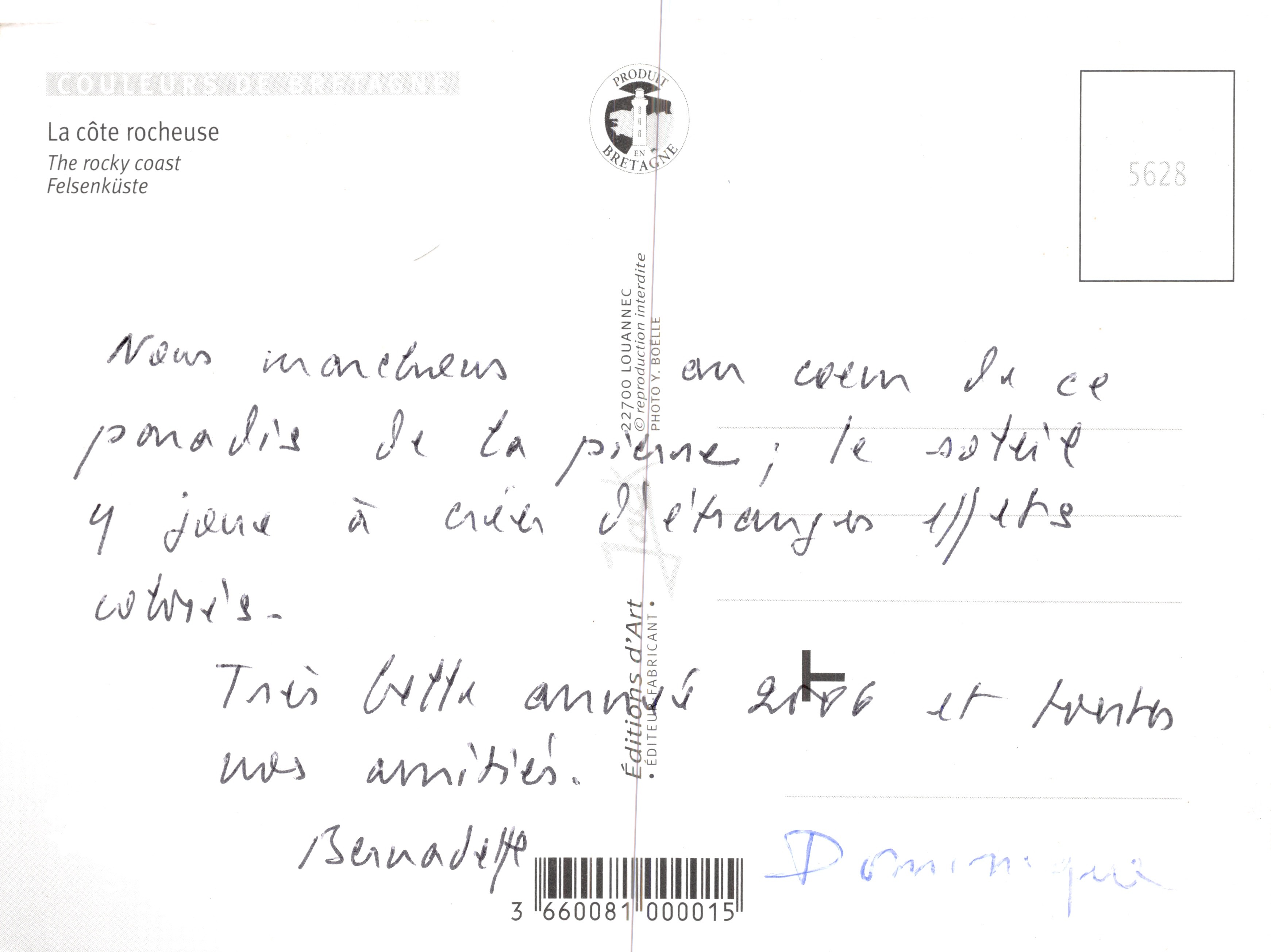 Die felsige Küste — ausgewogene Felsen im Vordergrund — Louannec Art Editions — Rückseite