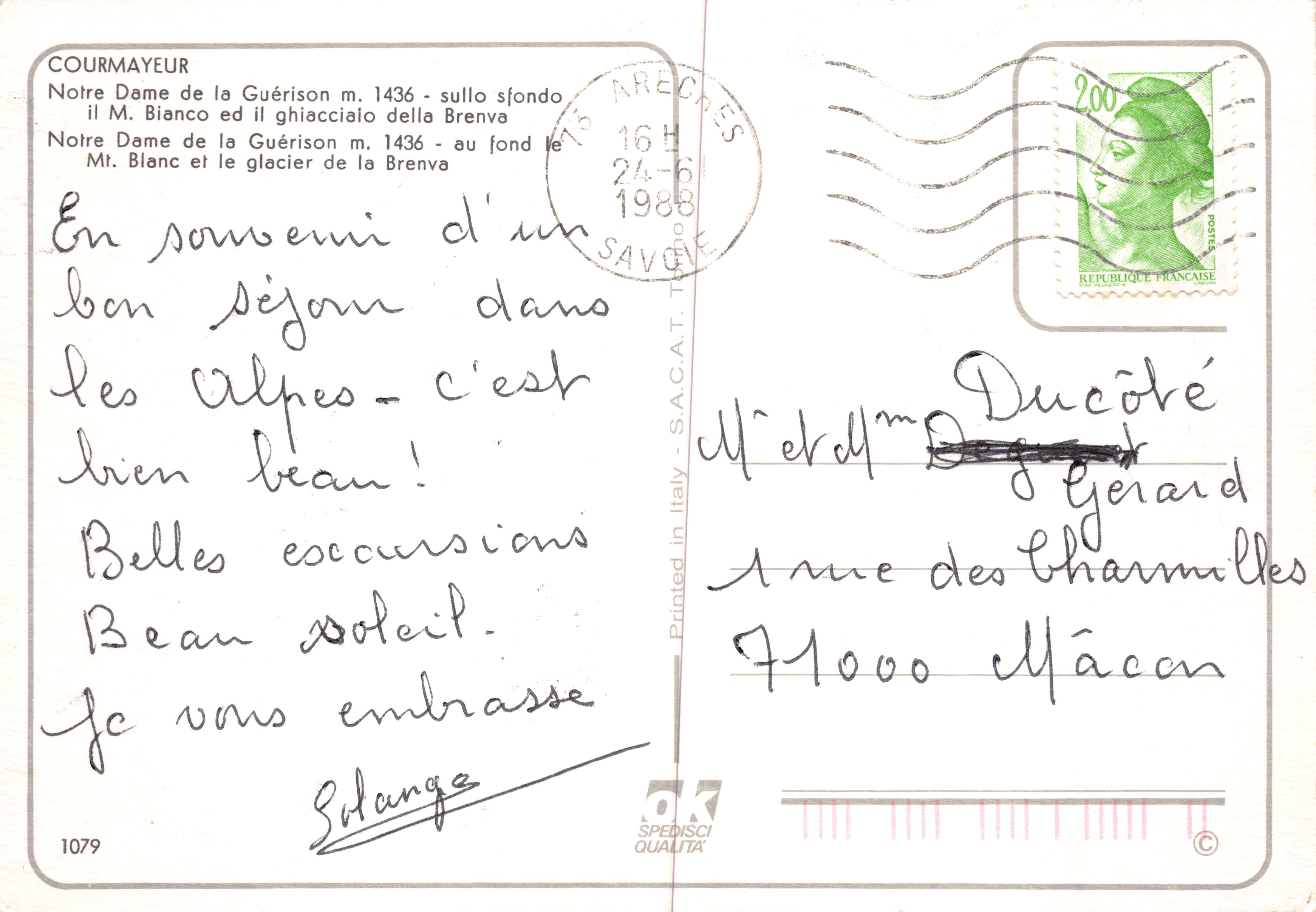 Notre Dame de la Guérisson — editore SPEDNISCI QUALITÀ, n. 1079 — Verso