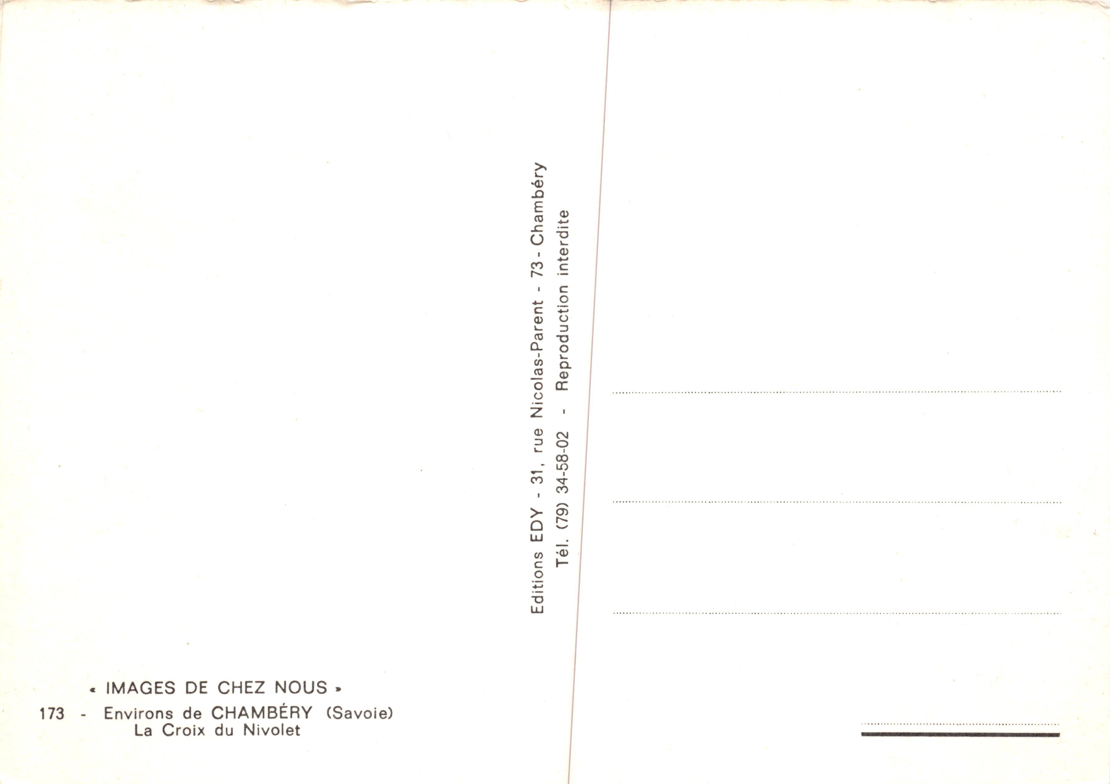 Die Kreuzung von Nivolet — Verlag Edy, Nr. 173 — Rückseite