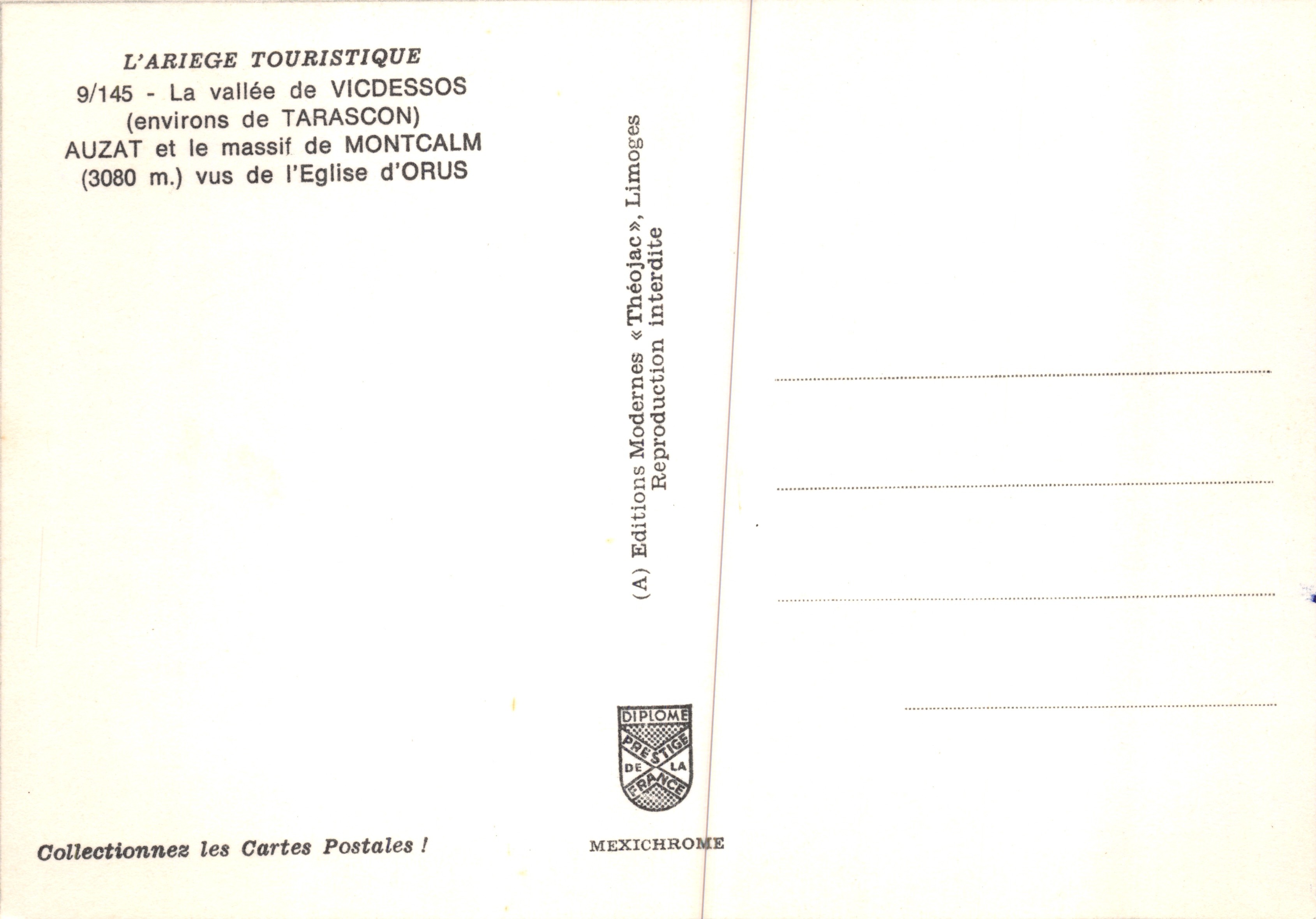 Vallée de Vicdessos — vista desde la iglesia de Auzat — Editions Modernes « Théolac » — Reverso