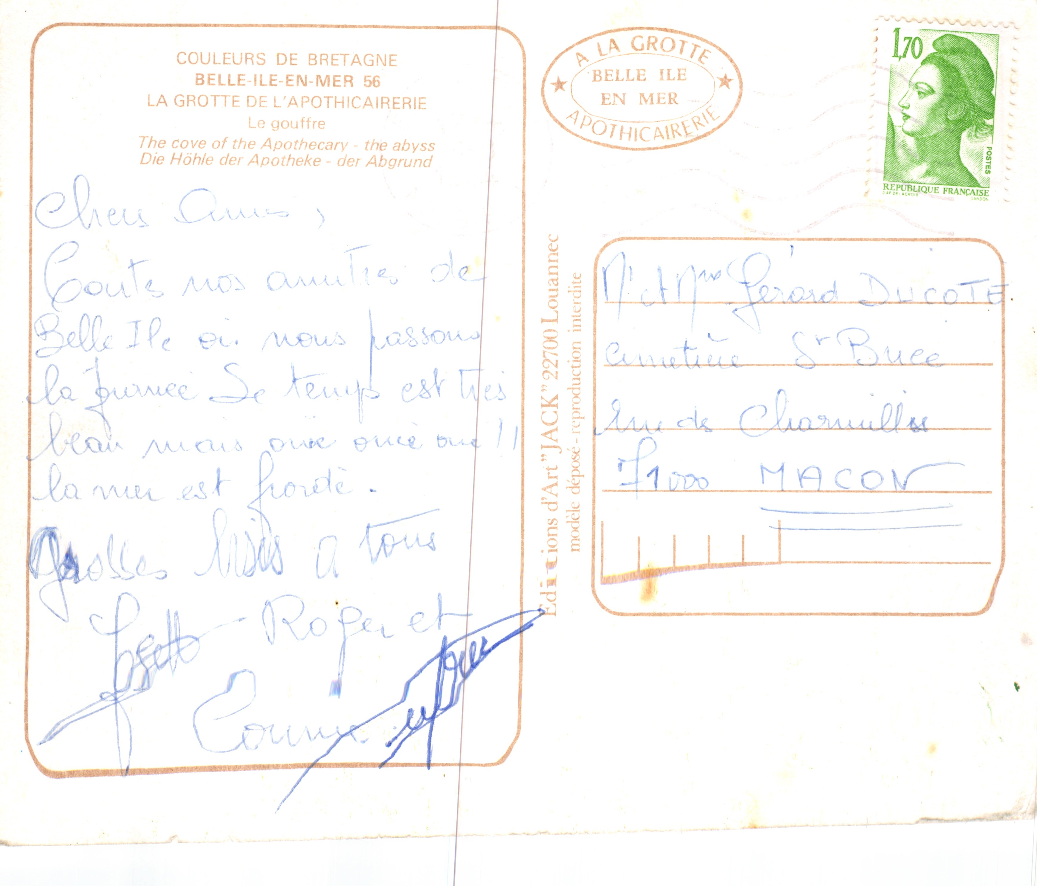 Gruta del Boticario — Belle-Île-en-Mer — Edición Artística 'JACK' n°22700 — Reverso