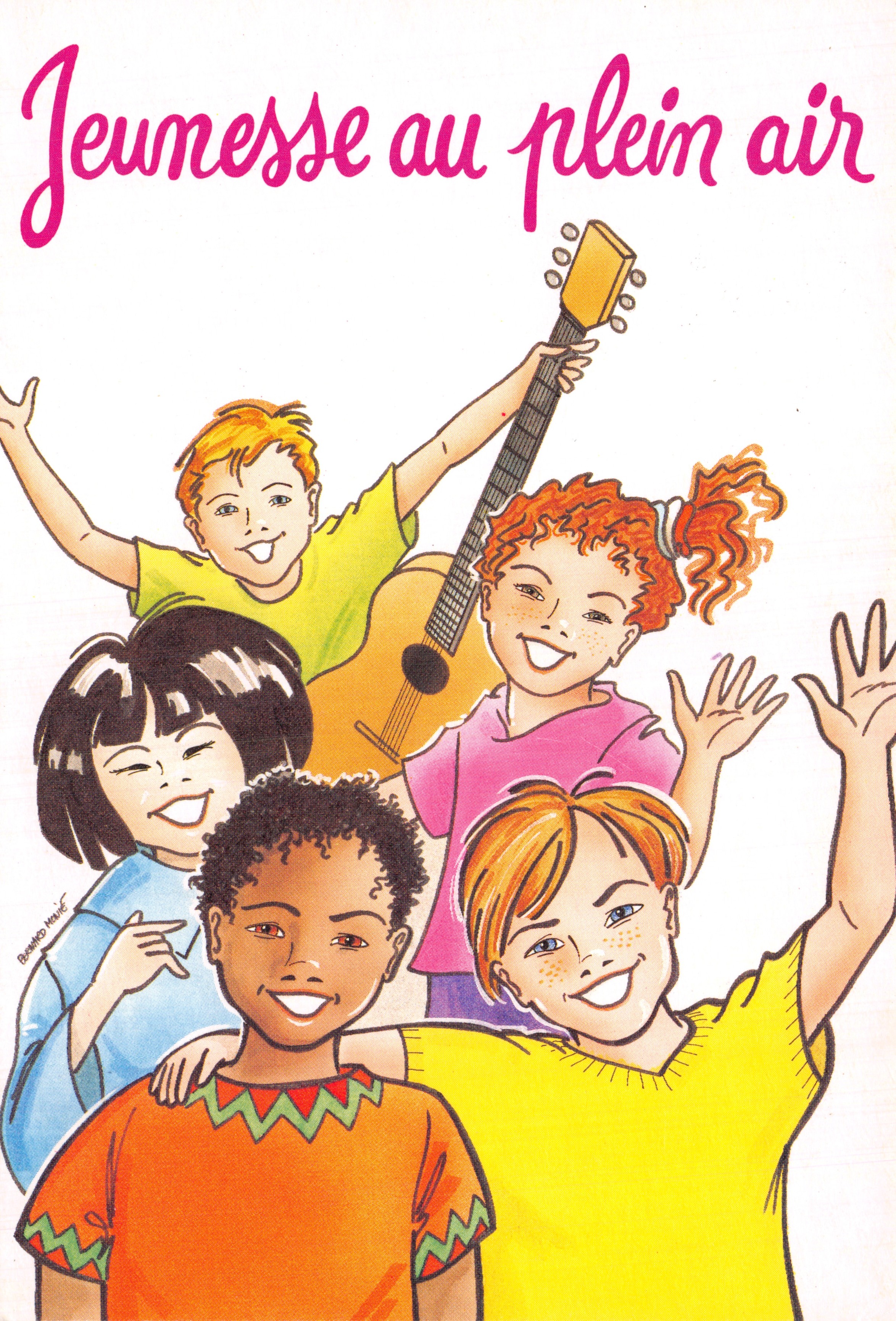 Youth in the Open Air — illustration of five smiling children, one with a guitar — publisher J.P.A. Paris 1989