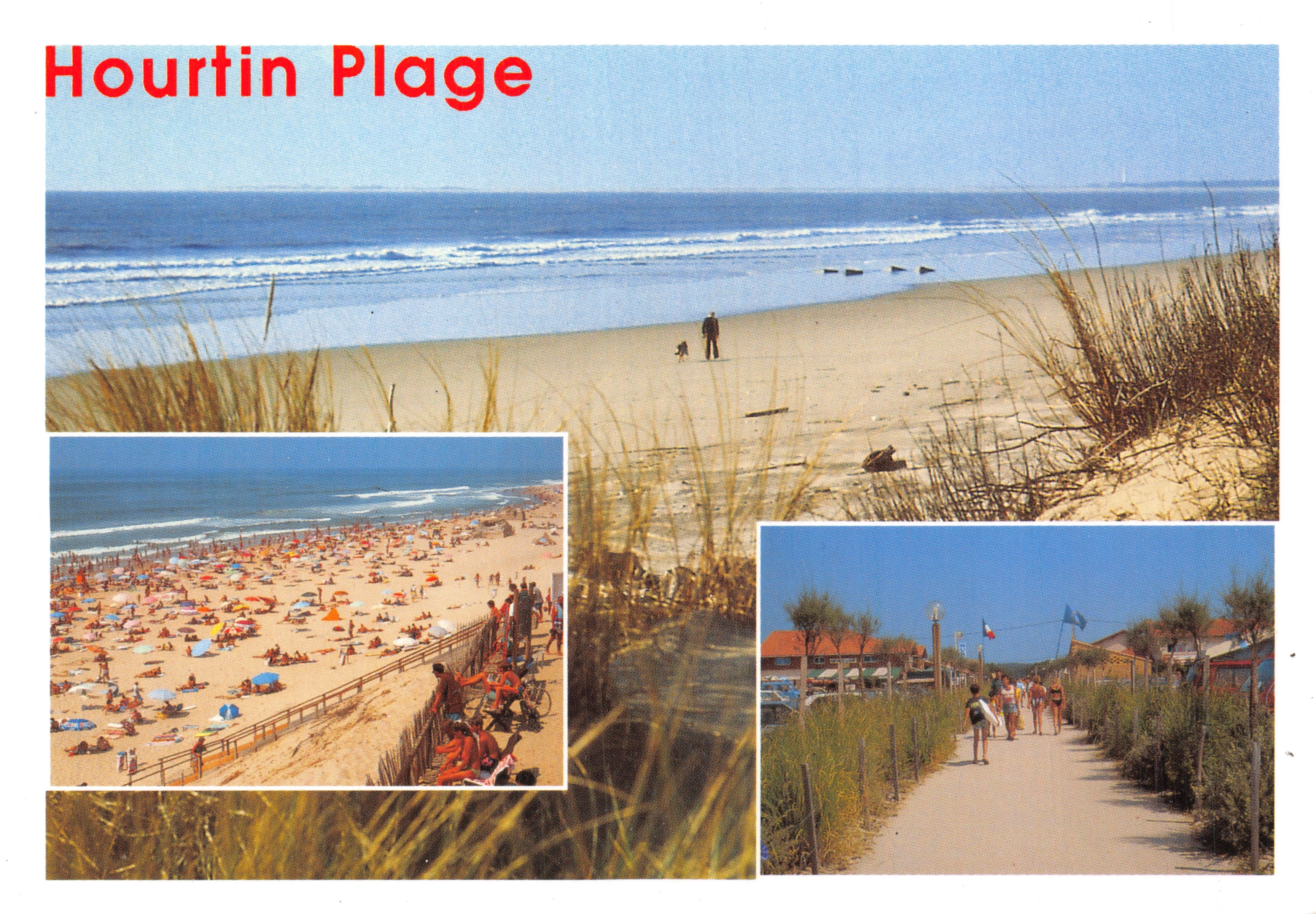Hourtin Beach — vista de la playa y del paseo — Editions Michel MARCOU
