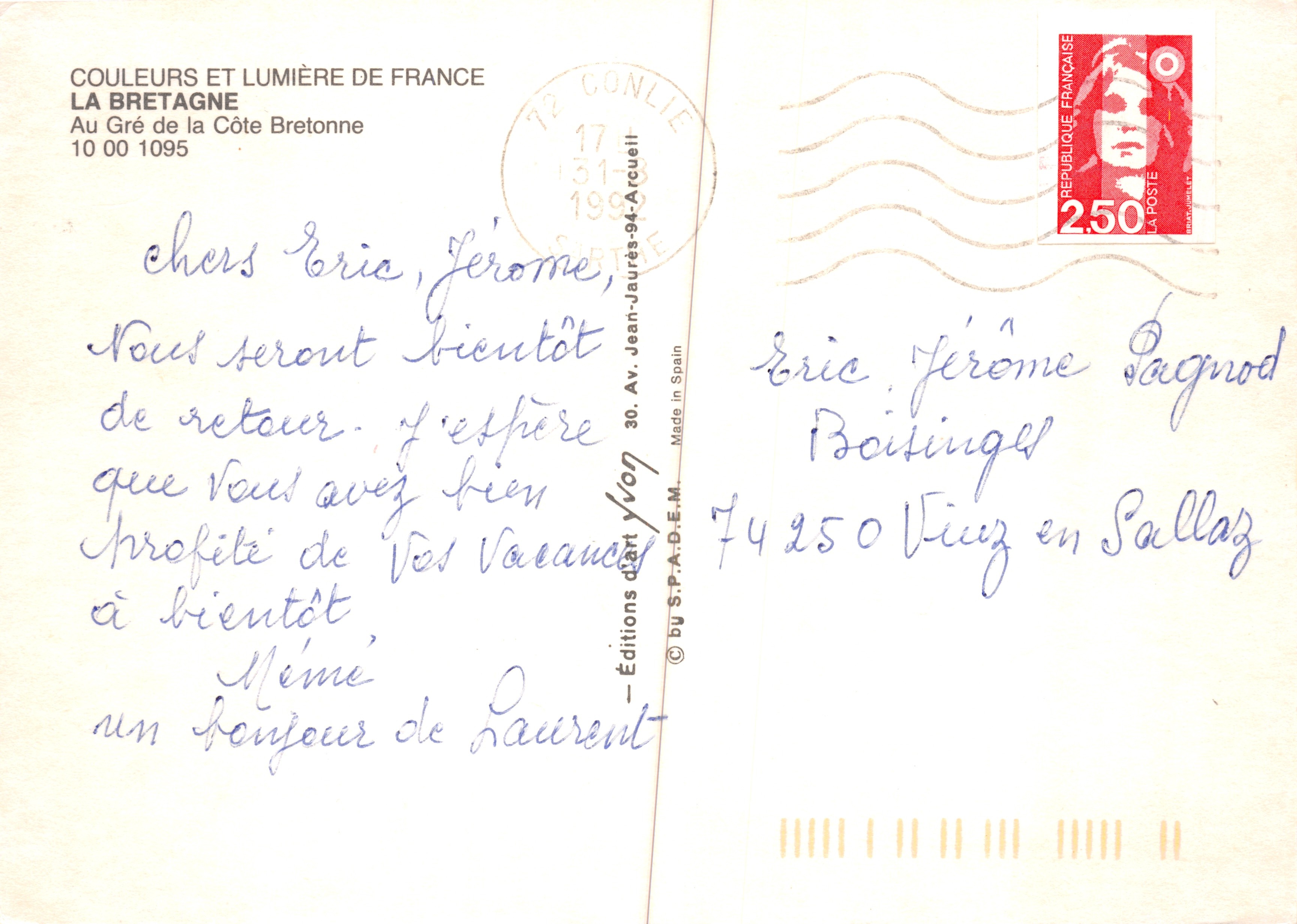 La Côte Bretonne — Küstenlandschaften und Fischerboote — Éditions Jean-Jaurès-94-Arcueil — Rückseite