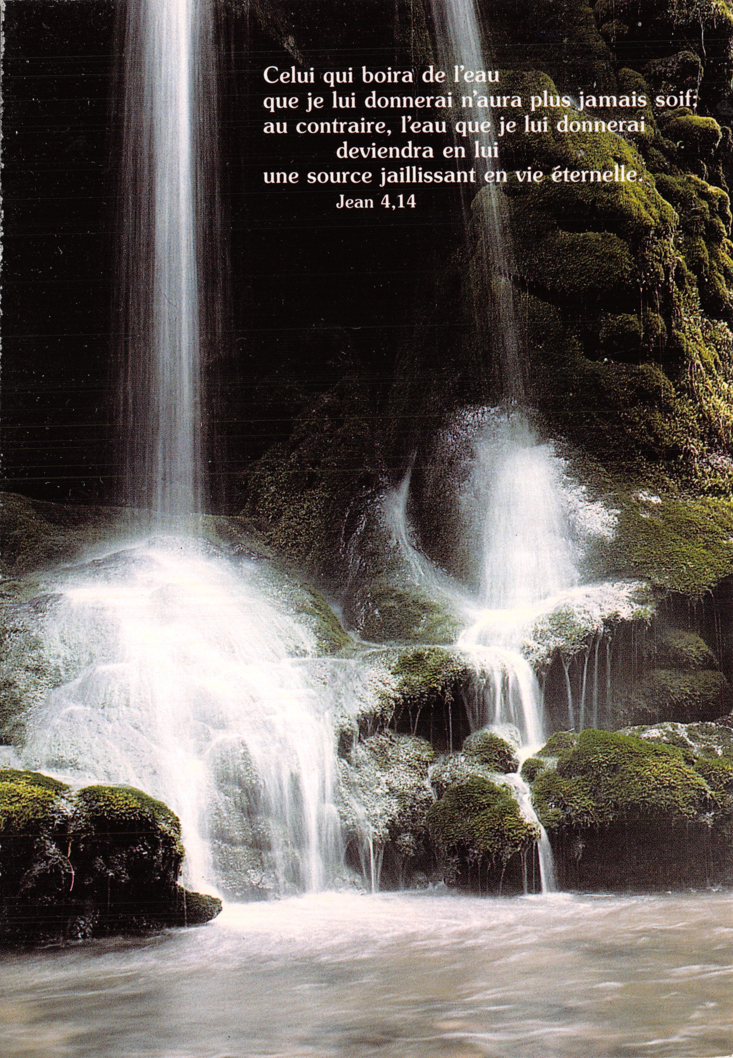 Waterfall — scene of a cascade with biblical text — Fatzer Cedis Editions, no. 620.142