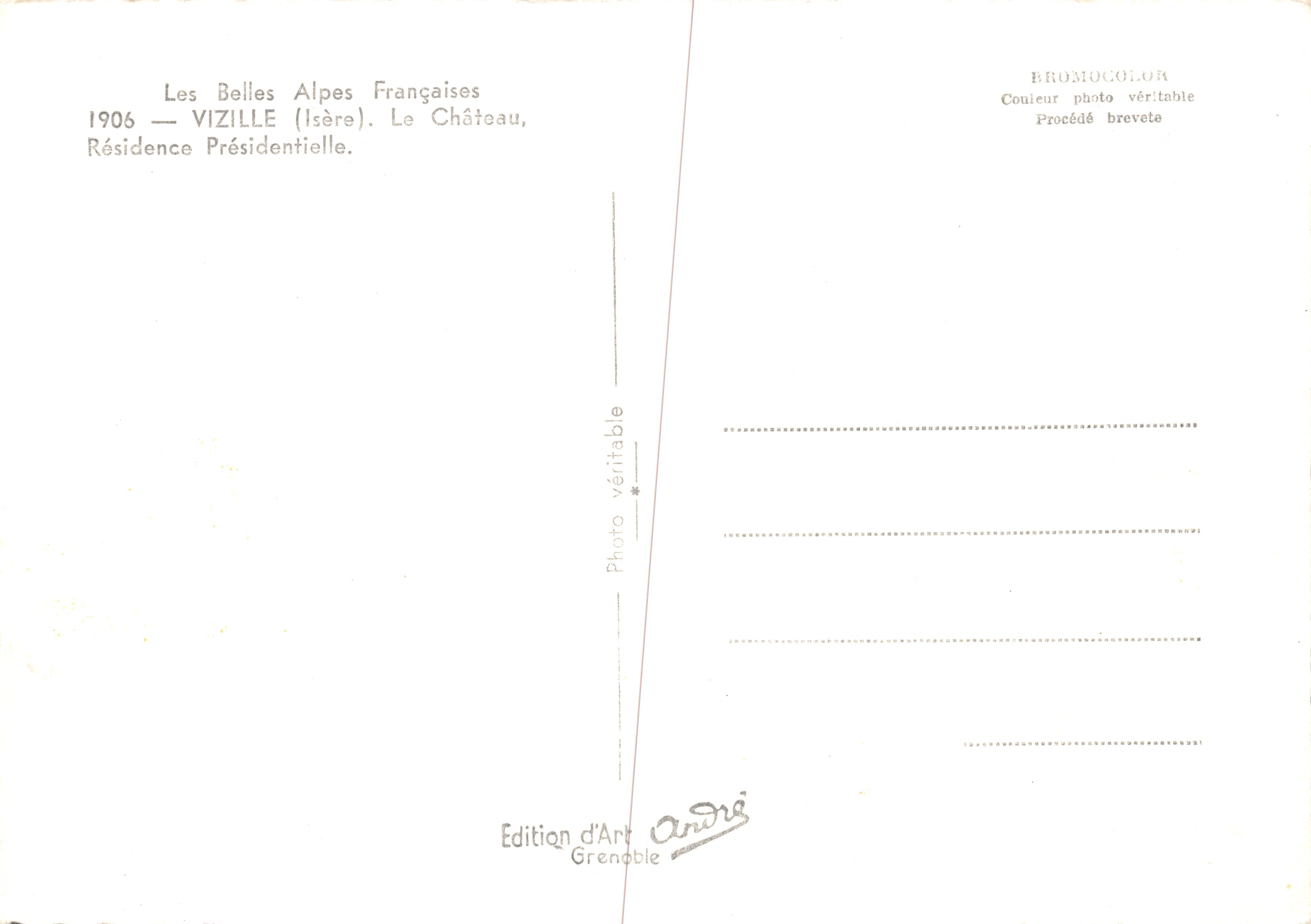 Vizille — Kasteel — Kunstuitgave André, Grenoble — Achterkant