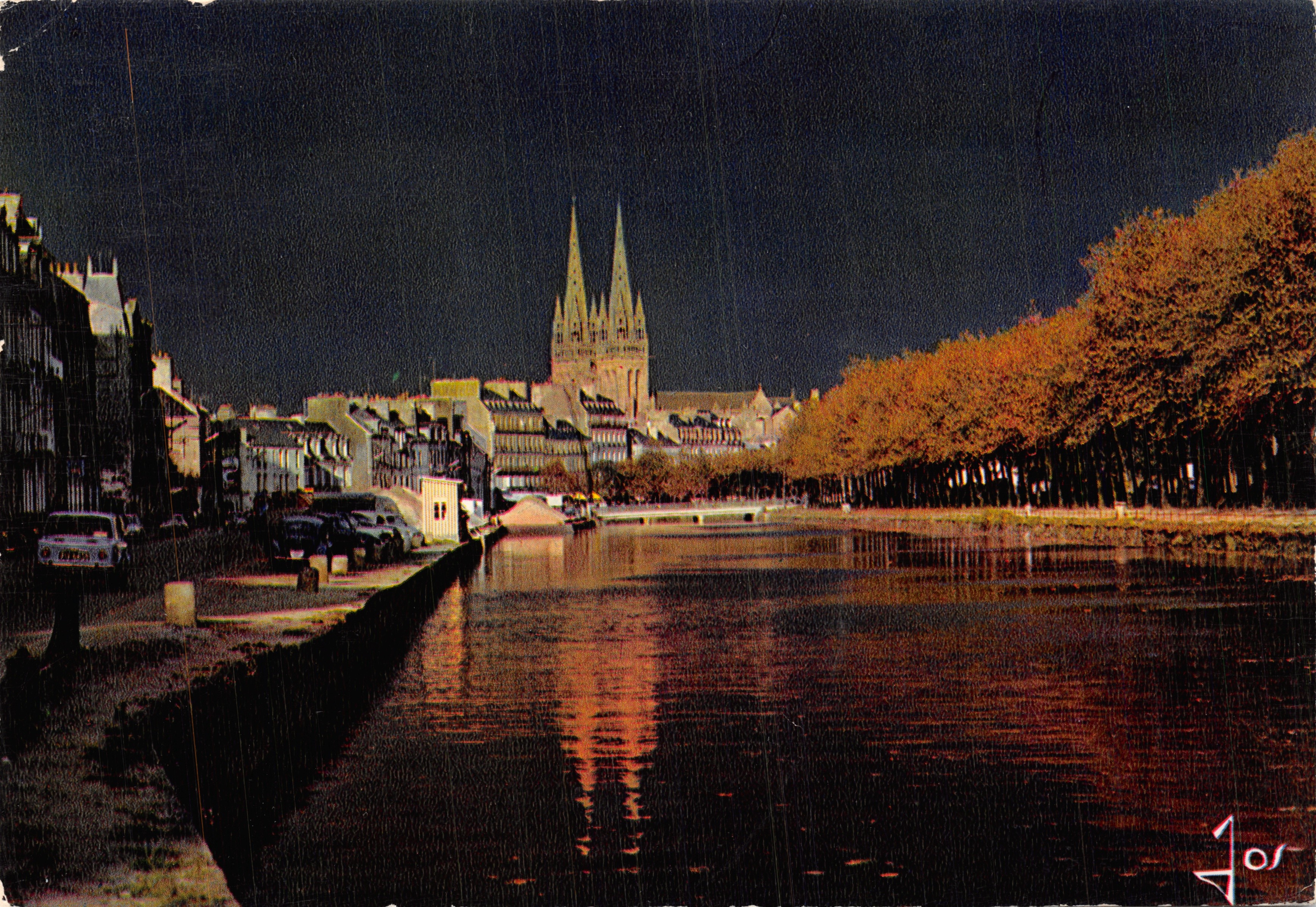 Quimper — De kades van de OdéT bij zonsondergang — Éditions d’Art JOS