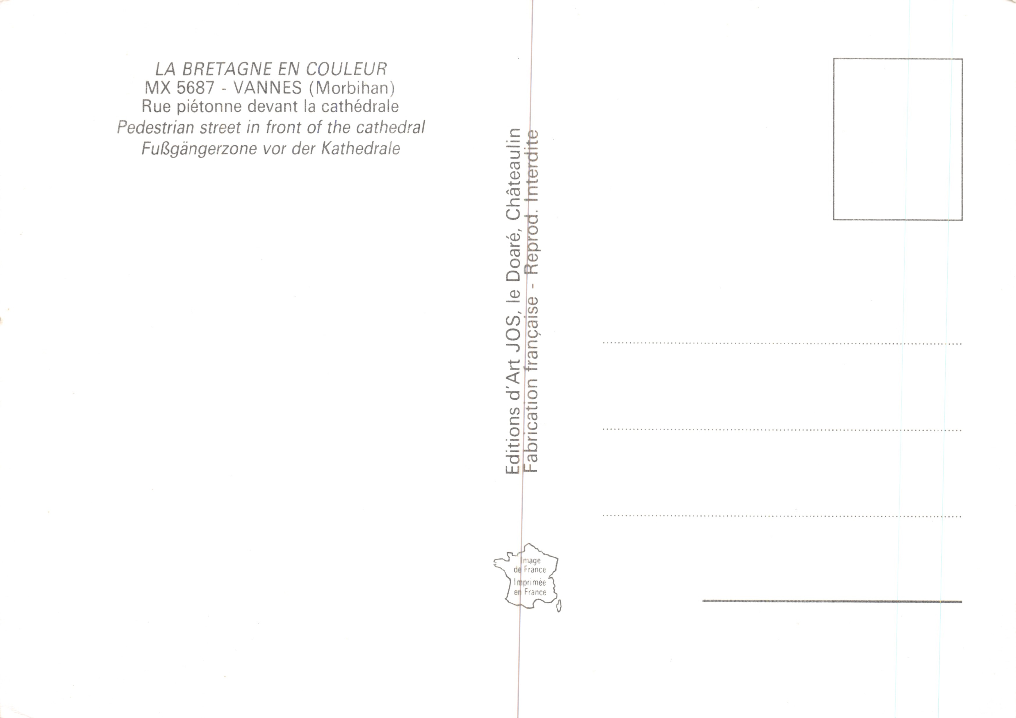 Vannes — calle peatonal frente a la catedral — PHILDAR — Reverso