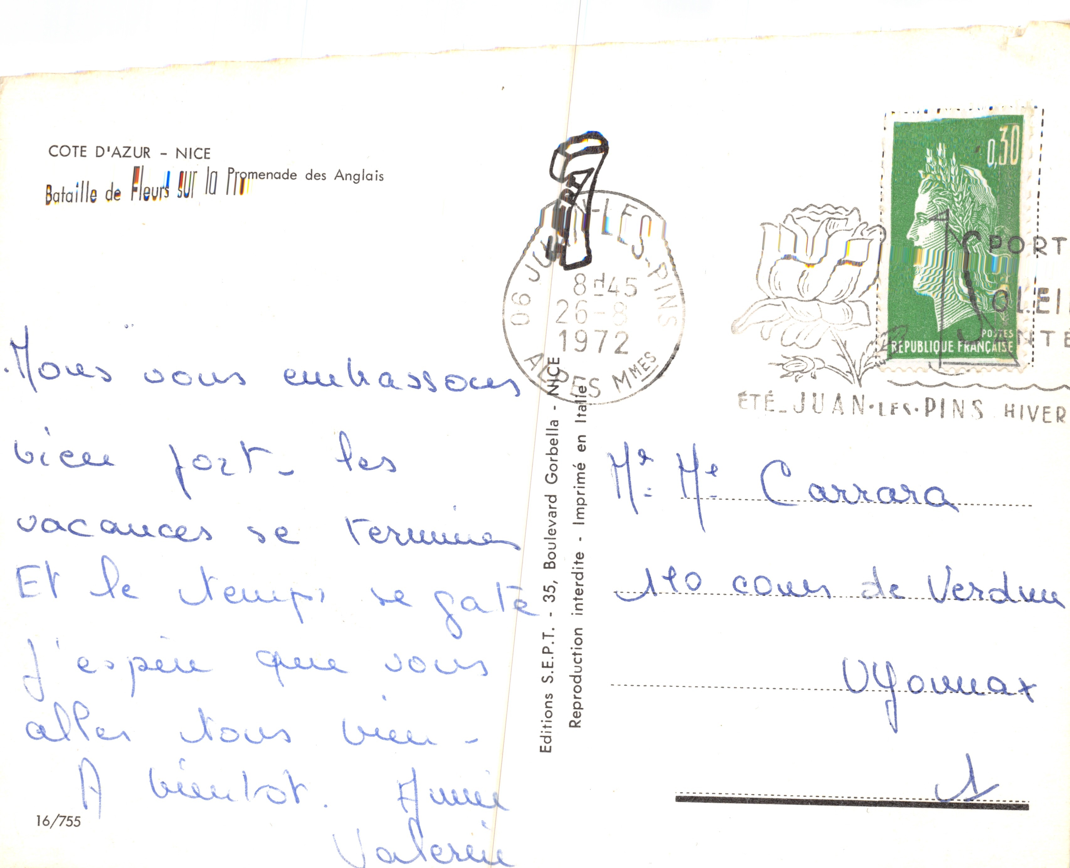 Batalla de Flores en la Promenade des Anglais — Nice — Edición S.E.P.T. n°16/755 — Reverso