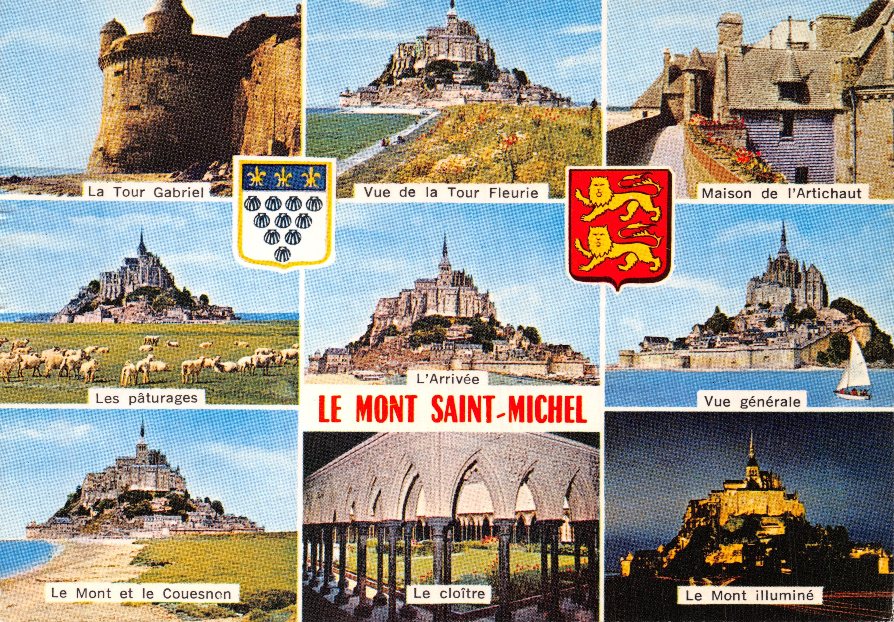 Mont Saint-Michel — vista panoramica con diversi punti d'interesse (editore ARTAUD Frères, n. 102)