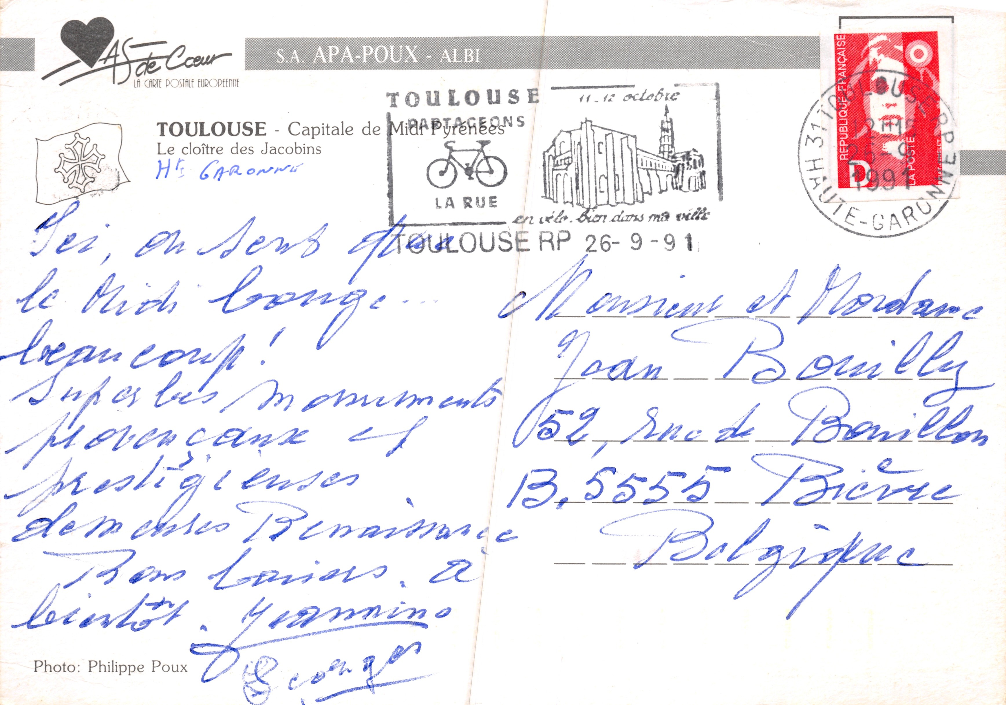 Toulouse — Claustro de los Jacobinos — S.A. APA-POUX - ALBI — Reverso