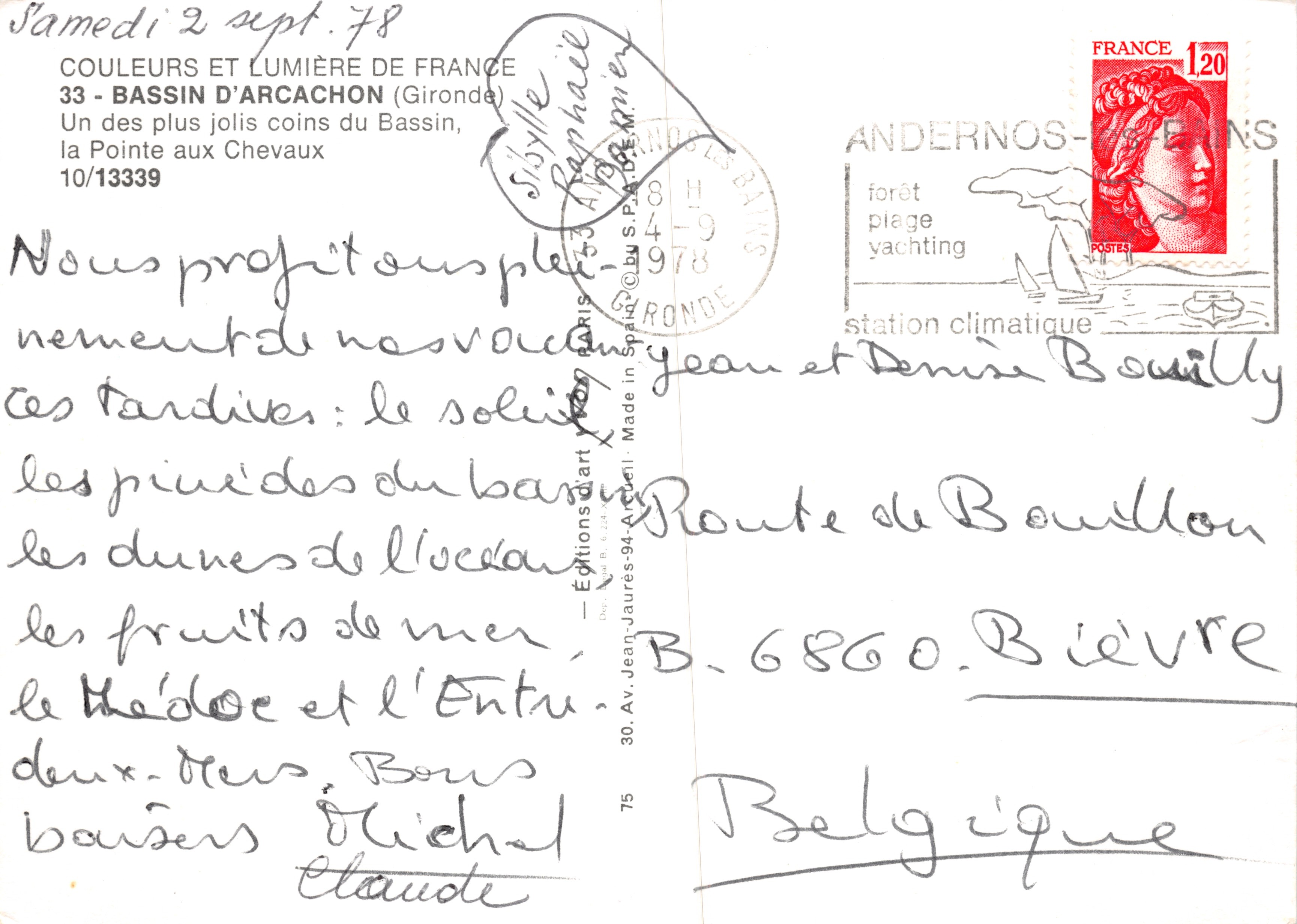 Bassin d'Arcachon — vista desde los pinos — Éditions Jaures-94 — Reverso