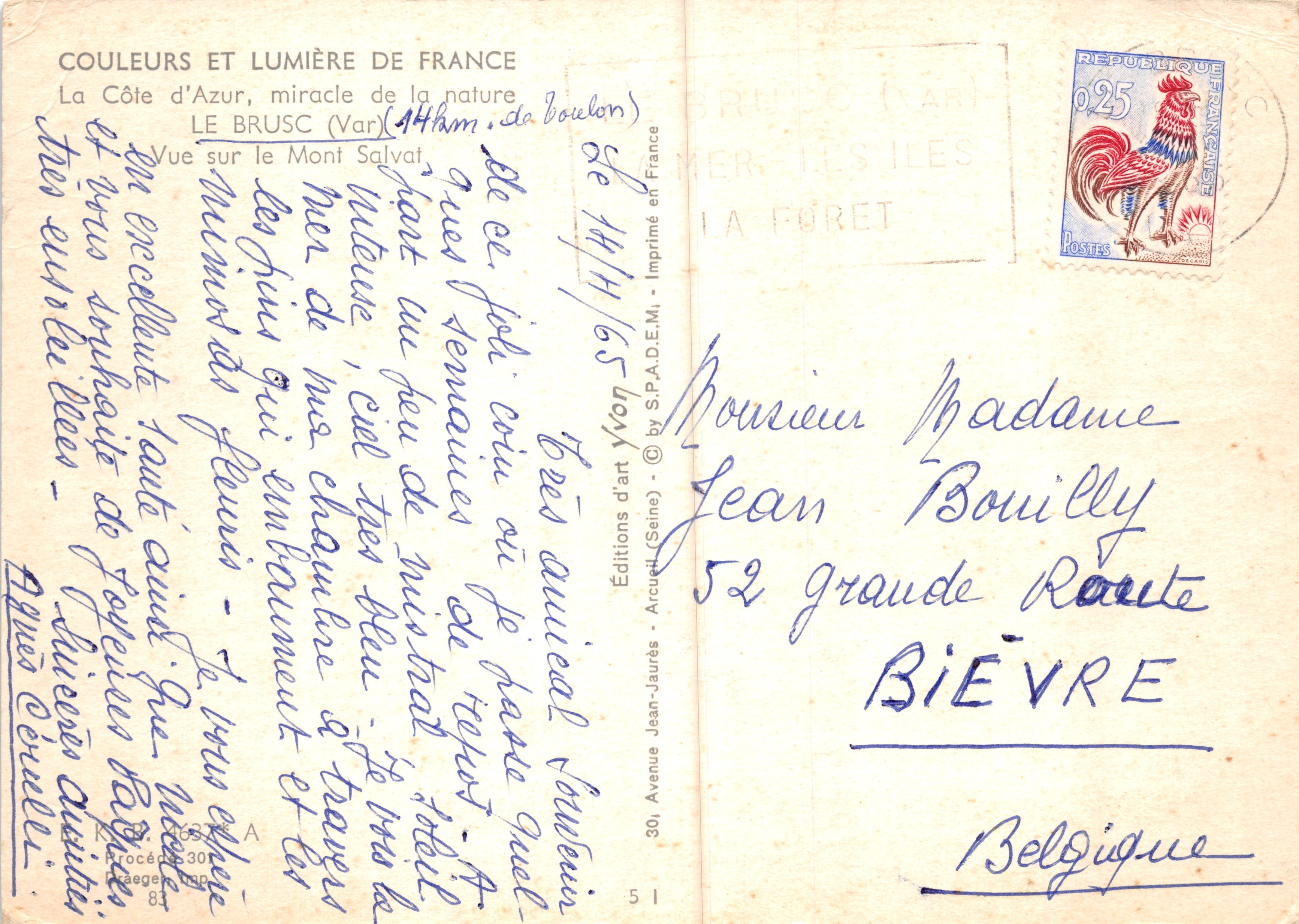 Vue sur le Mont Salvat — La Côte d'Azur, miracle de la nature — Yvon, éditeur — Reverso