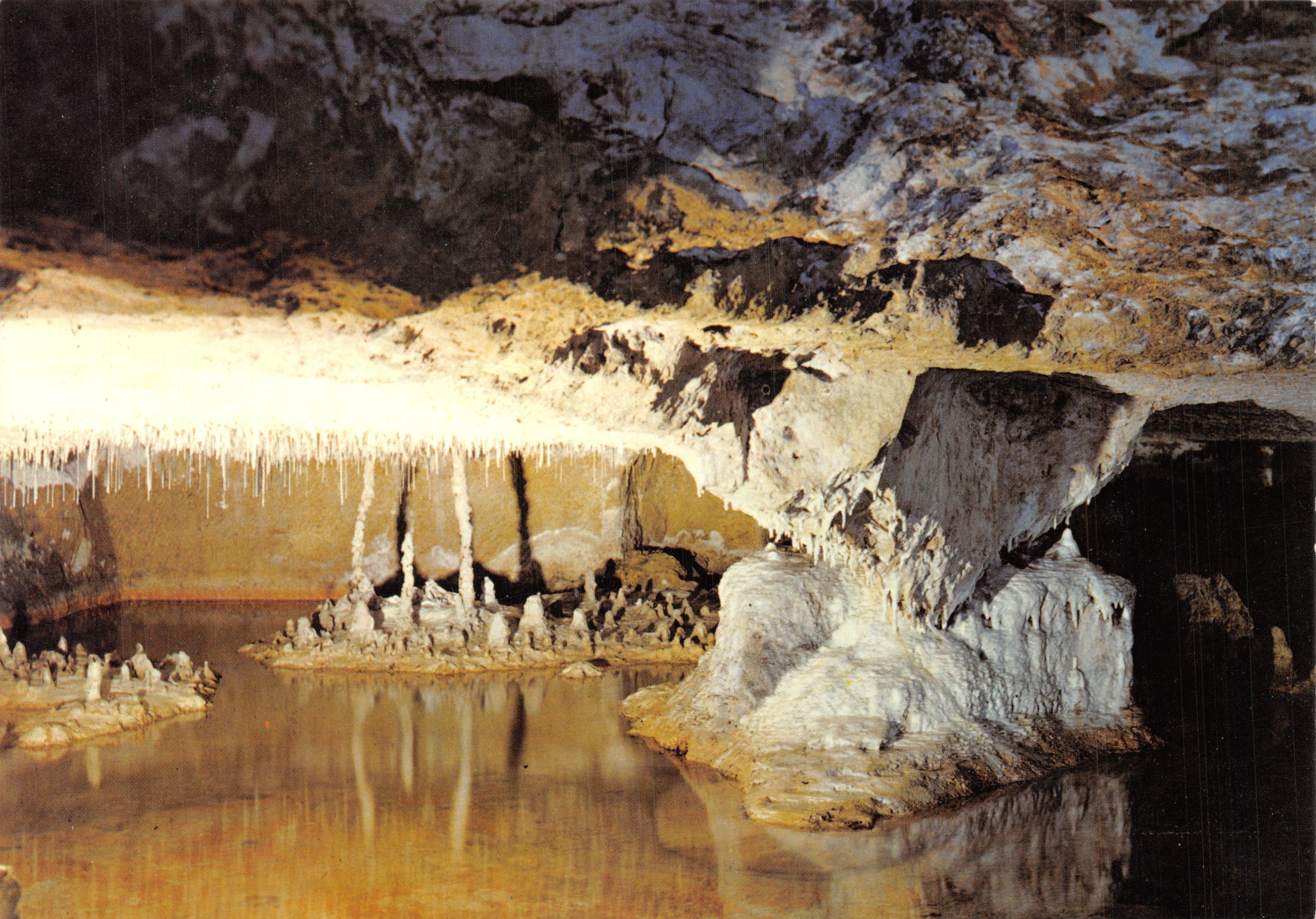 Petrifizierende Höhlen von Gouttières — Petrifizierender See mit Eisspitzengewächsen und Stalagmiten — Éditions des Grottes de Savonnières