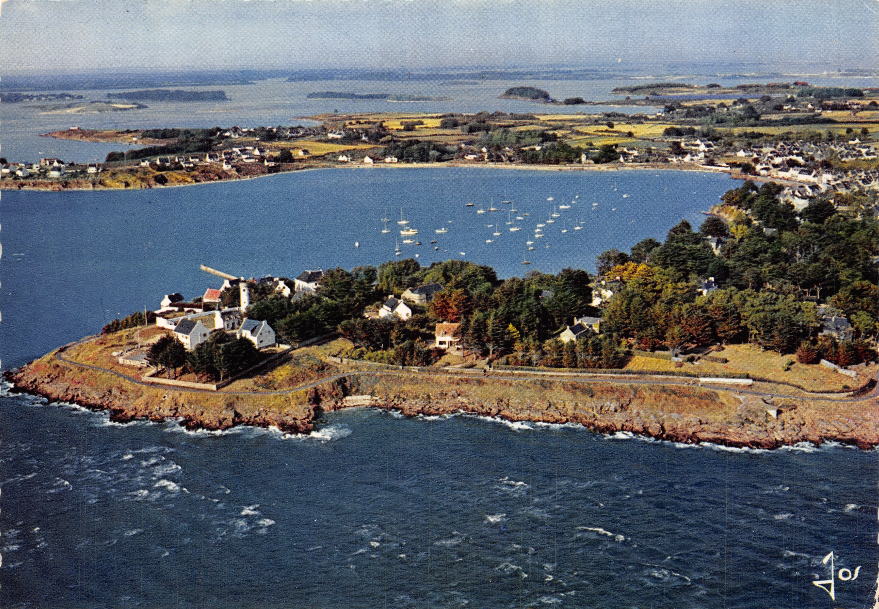 Port-Naualo (Morbihan) — vista general de la península y las islas del Golfo — editor JOS, n.º V.95