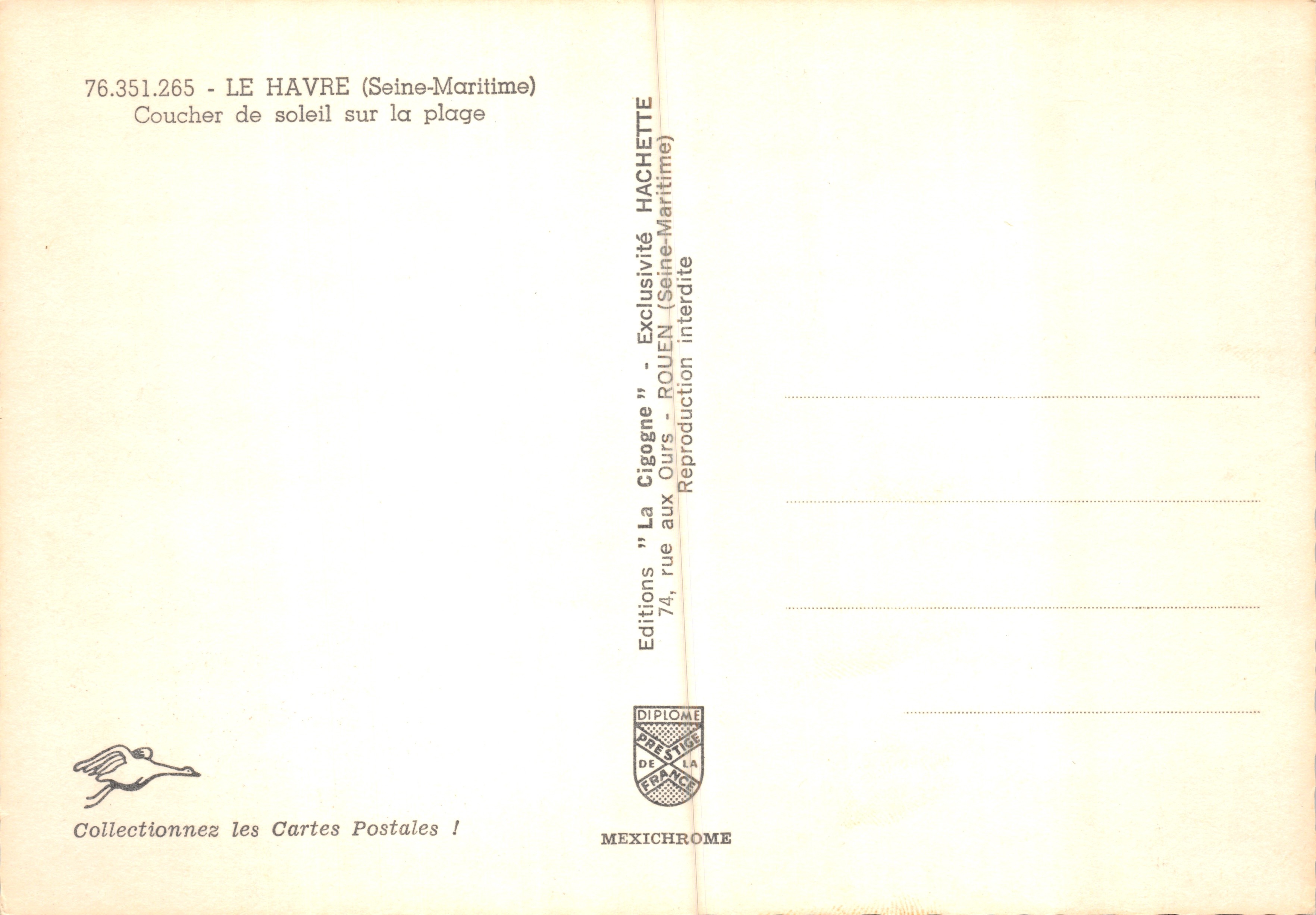Le Havre (Seine-Maritime) — Puesta de sol en la playa — Éditions La Cigogne — Reverso