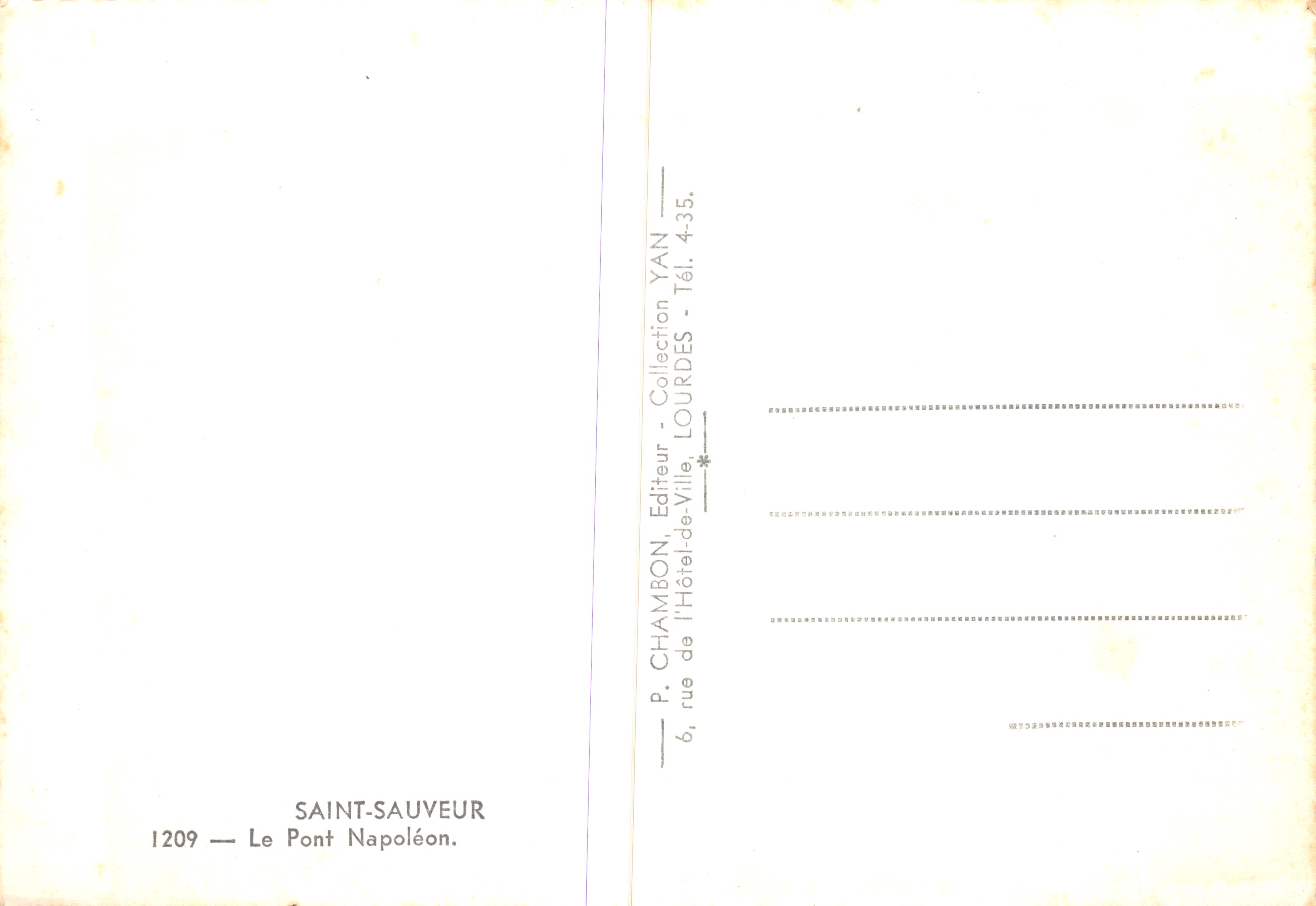 El Puente Napoleón — Saint-Sauveur — editor P. CHAMBON — Reverso