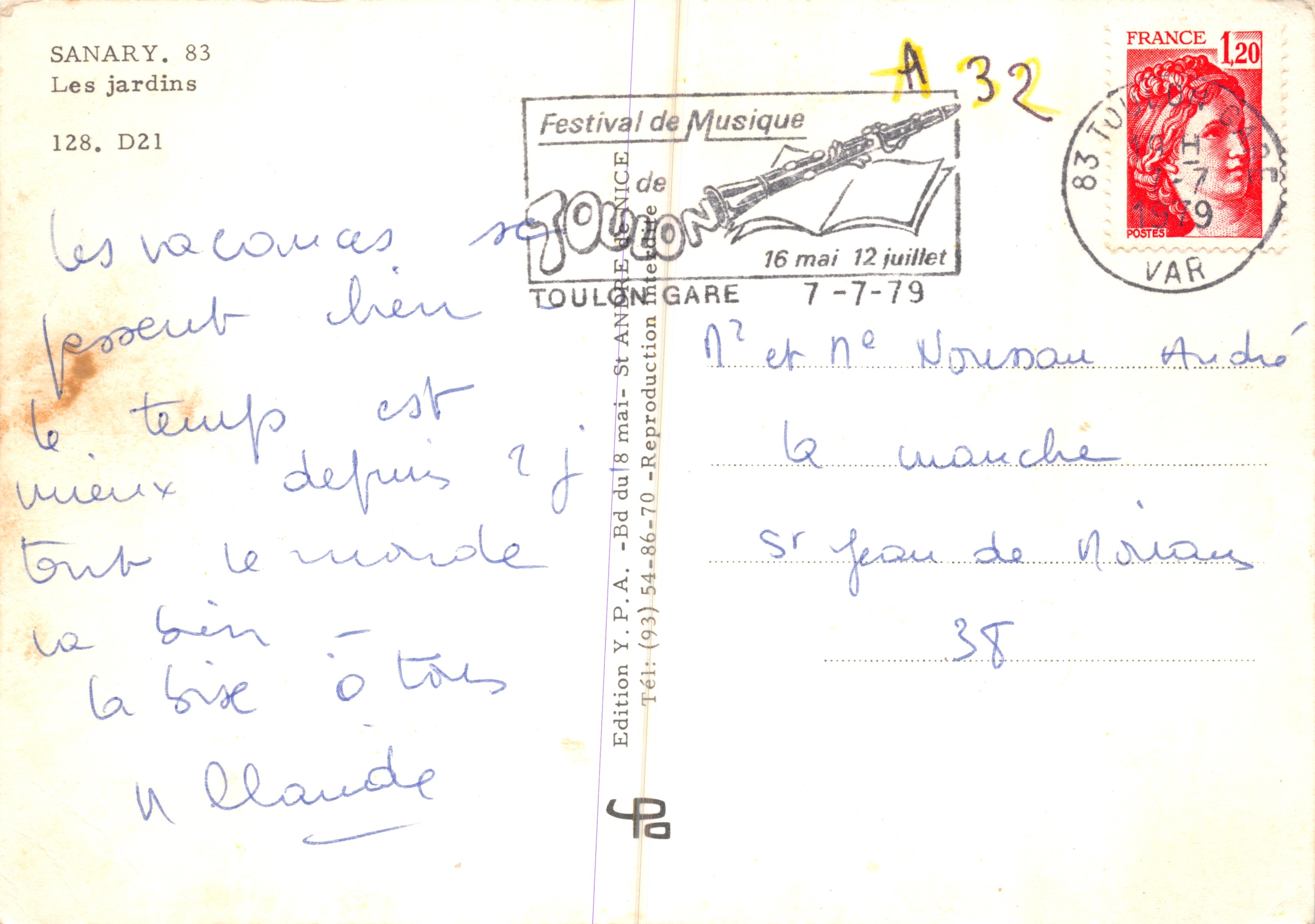 Sanary — I Giardini — Edizione Y.P.A. - St-André-de-Roquelongue — Verso