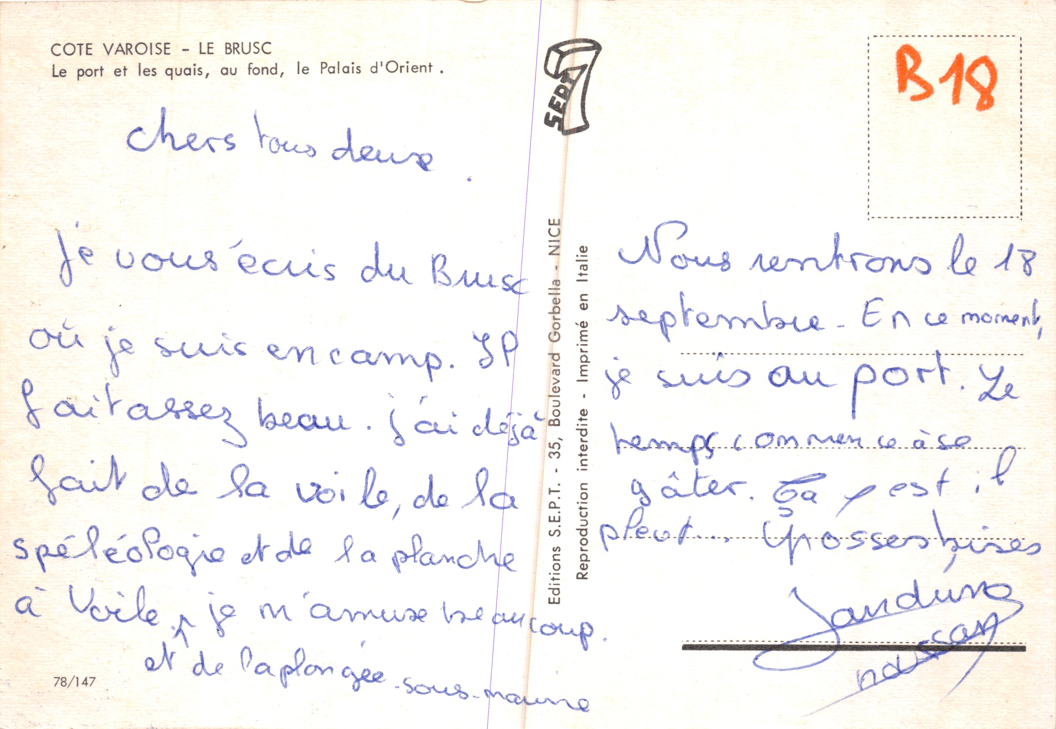Côte Varoise - Le Brusc — Le port et les quais, au fond, le Palais d'Orient — Éditions S.E.P.T., Boulevard Gorbella - Nice, n°78/147 — Reverso