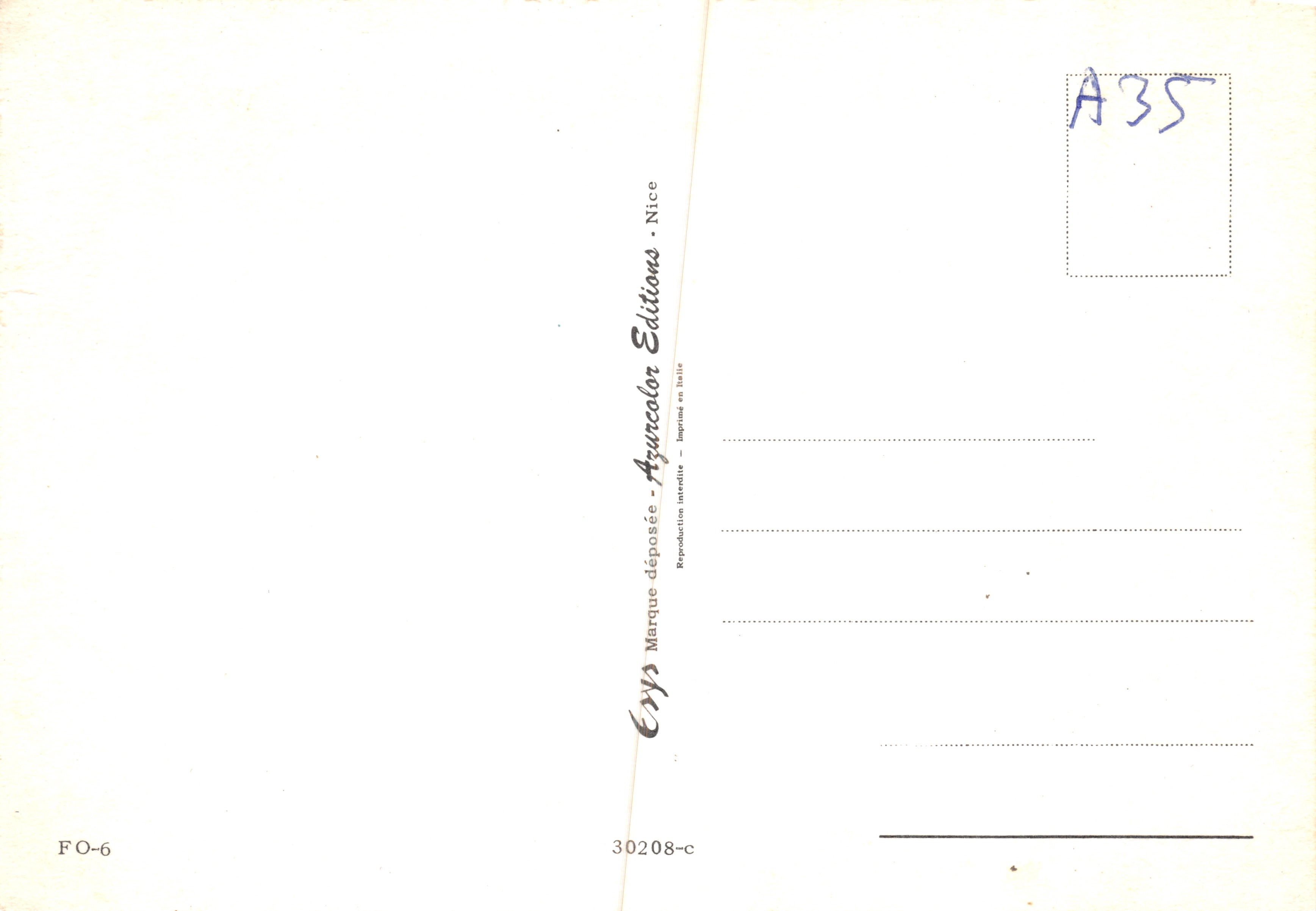 Fontvieille - Molino de Daudet — editor Ayrancolor Editions, n.º FO-6 — Reverso
