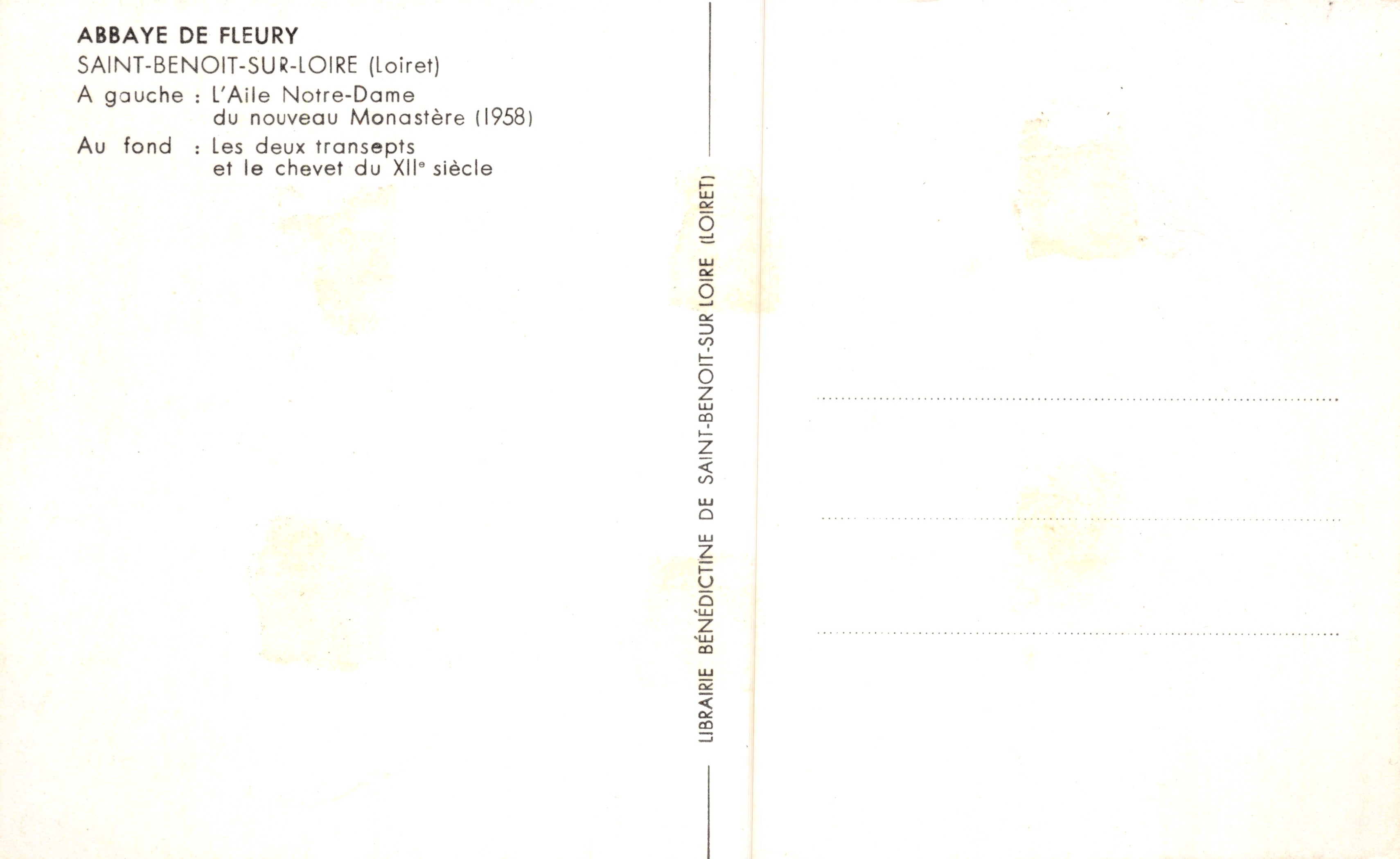 Abbazia di Fleury — Saint-Benoît-sur-Loire — editore: Librairie Bénédictine — Verso