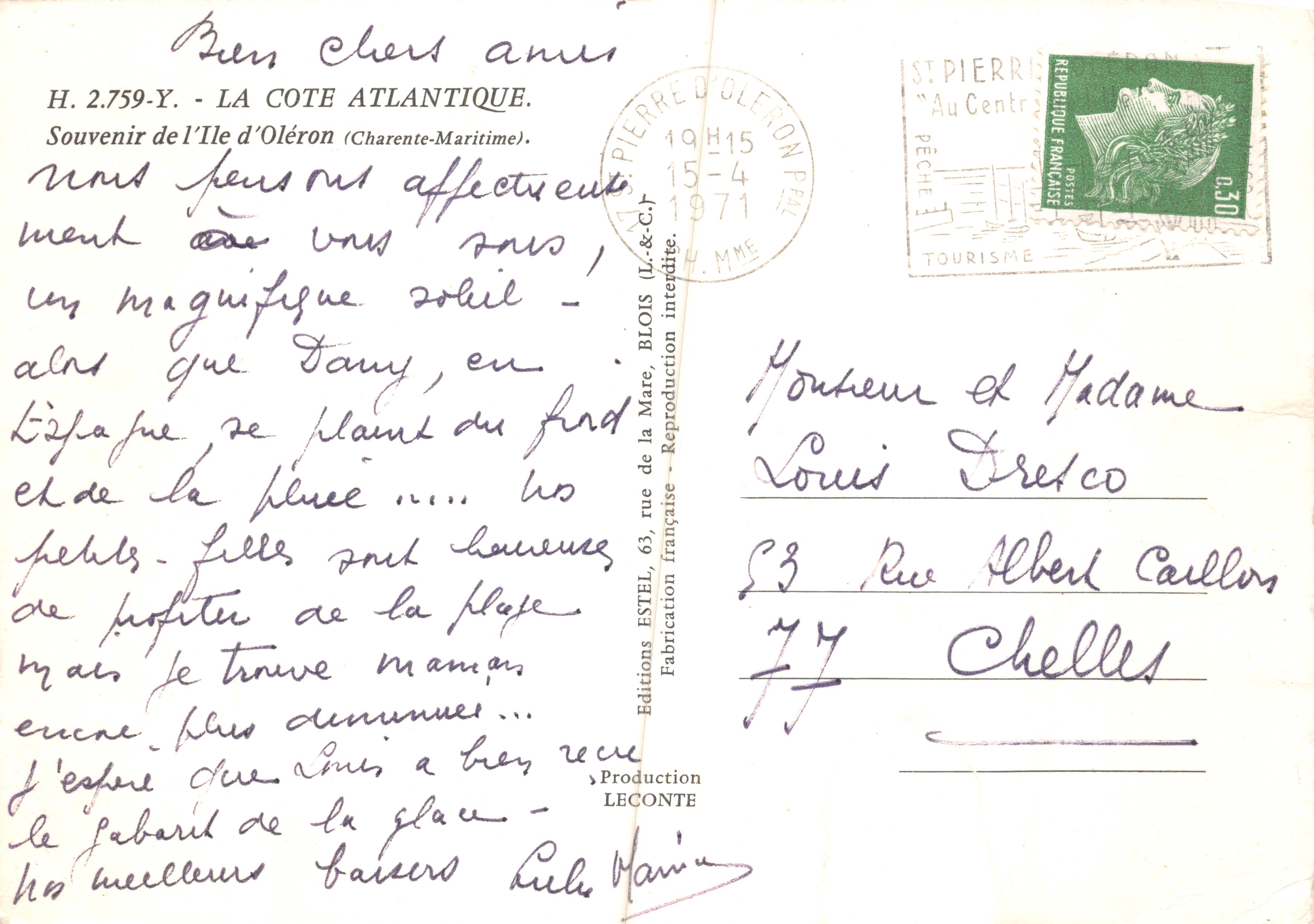 Isle of Oléron — panoramic view with photos of sites (Port de la Cotinière, St Pierre, The viaduct, The Chassiron lighthouse, La Brée, St Trojan) — Éditions BLOIS — Back